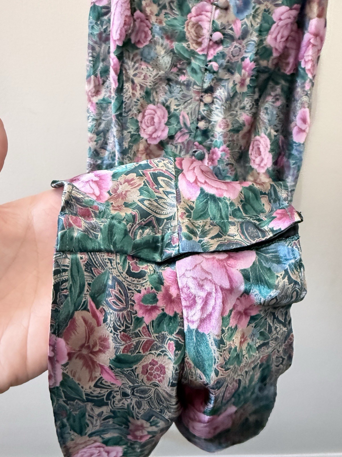 Vintage Lingerie Slip Romper Paisley Floral Teddy Bodysuit Cottage Whimsy Goth S