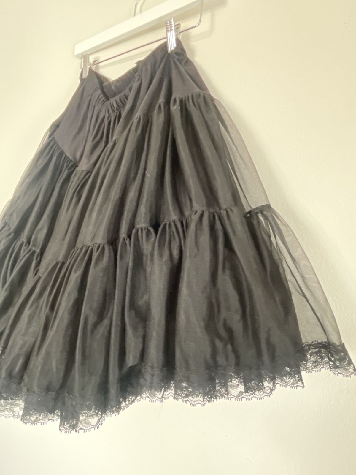 Black Tutu Crinoline Vintage Petticoat Stretchy Waist Fits Most Sizes Skirt