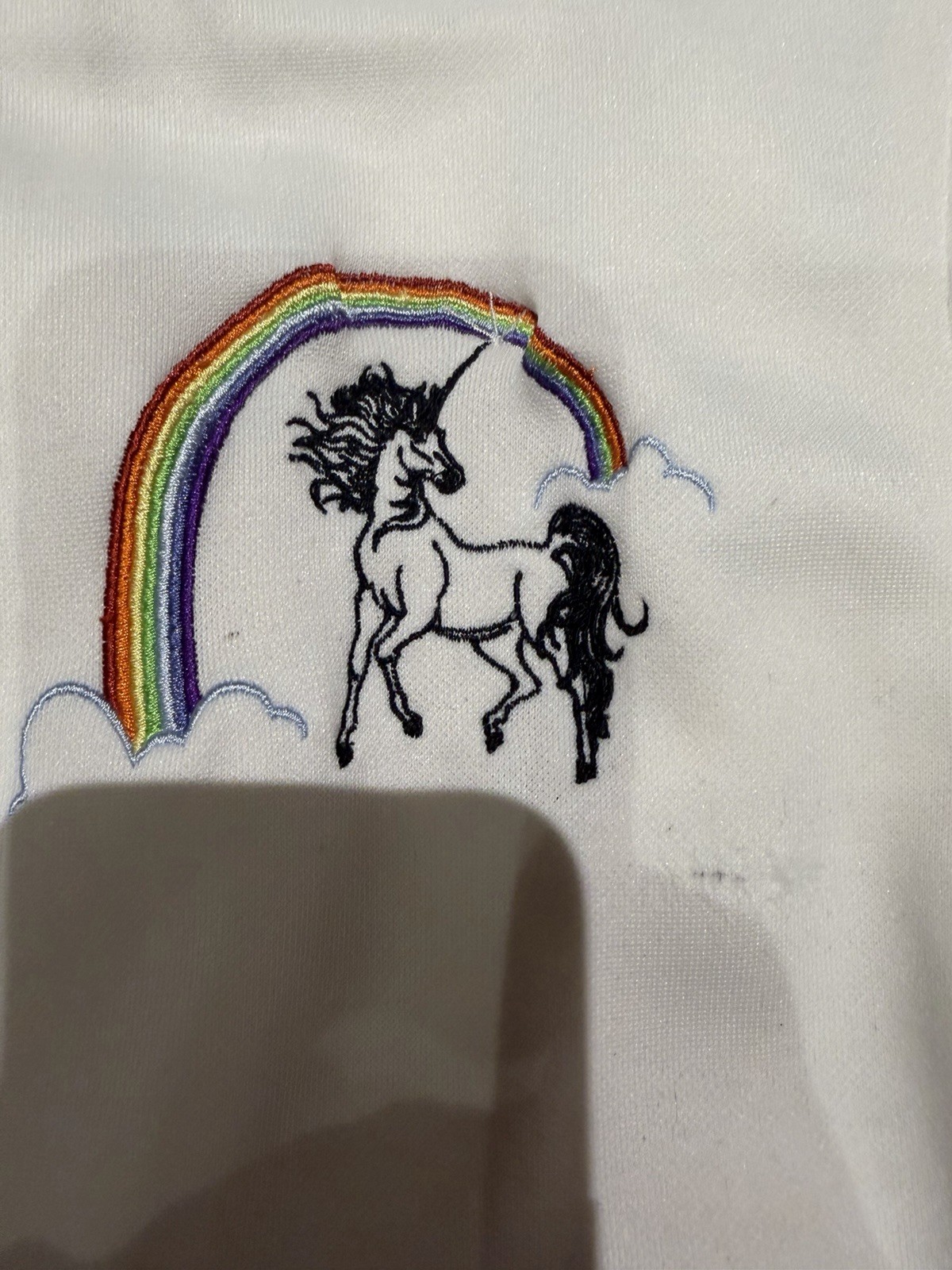 Vintage Steve & Barry’s Unicorn Bomber Jacket White Satin Track Varsity Y2K 00s