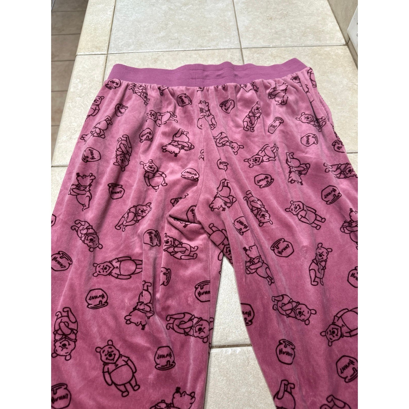 Disney Winnie the Pooh Velour Pants, Size Large, Pink