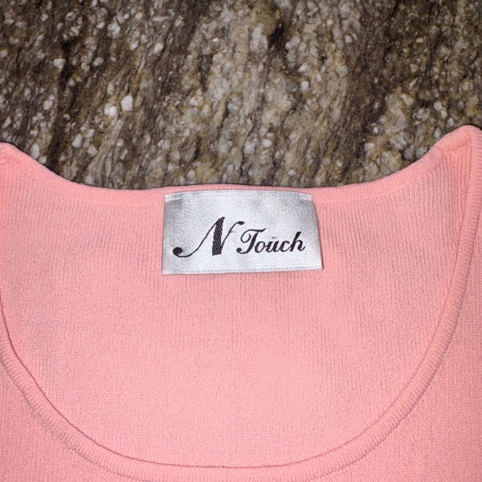 Vintage Knit Shell Tank Top Sleeveless Scoop Neck Women Large Pink N Touch