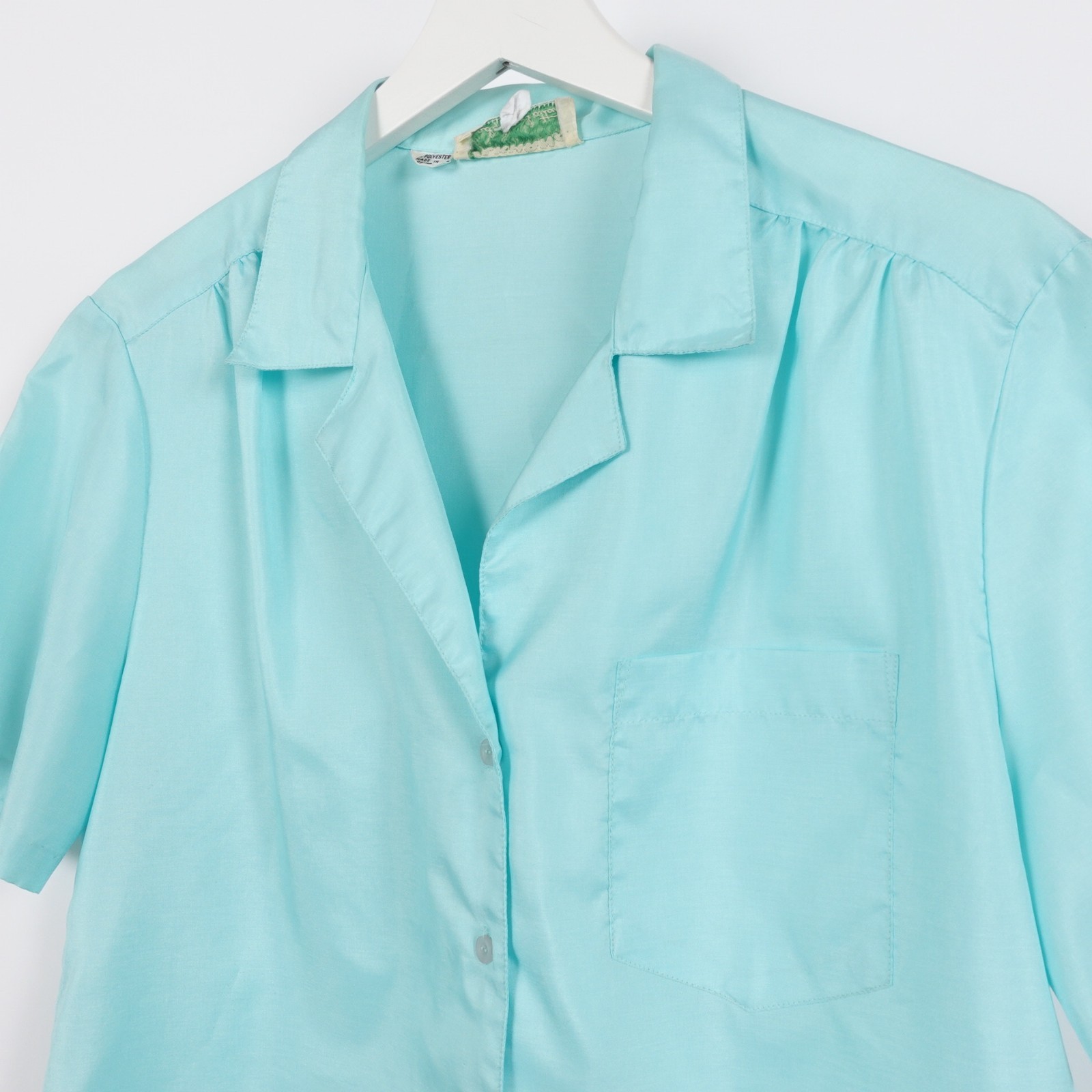 Vintage 70s Silkhana by Lady Manhattan Button Up Blouse Short Sleeve 14 Large
