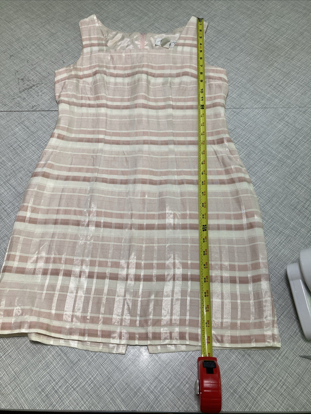 Vtg 90s Does 60s Casual Corner Annex Plaid Shift Dress Petite 8P Pink Mod Retro