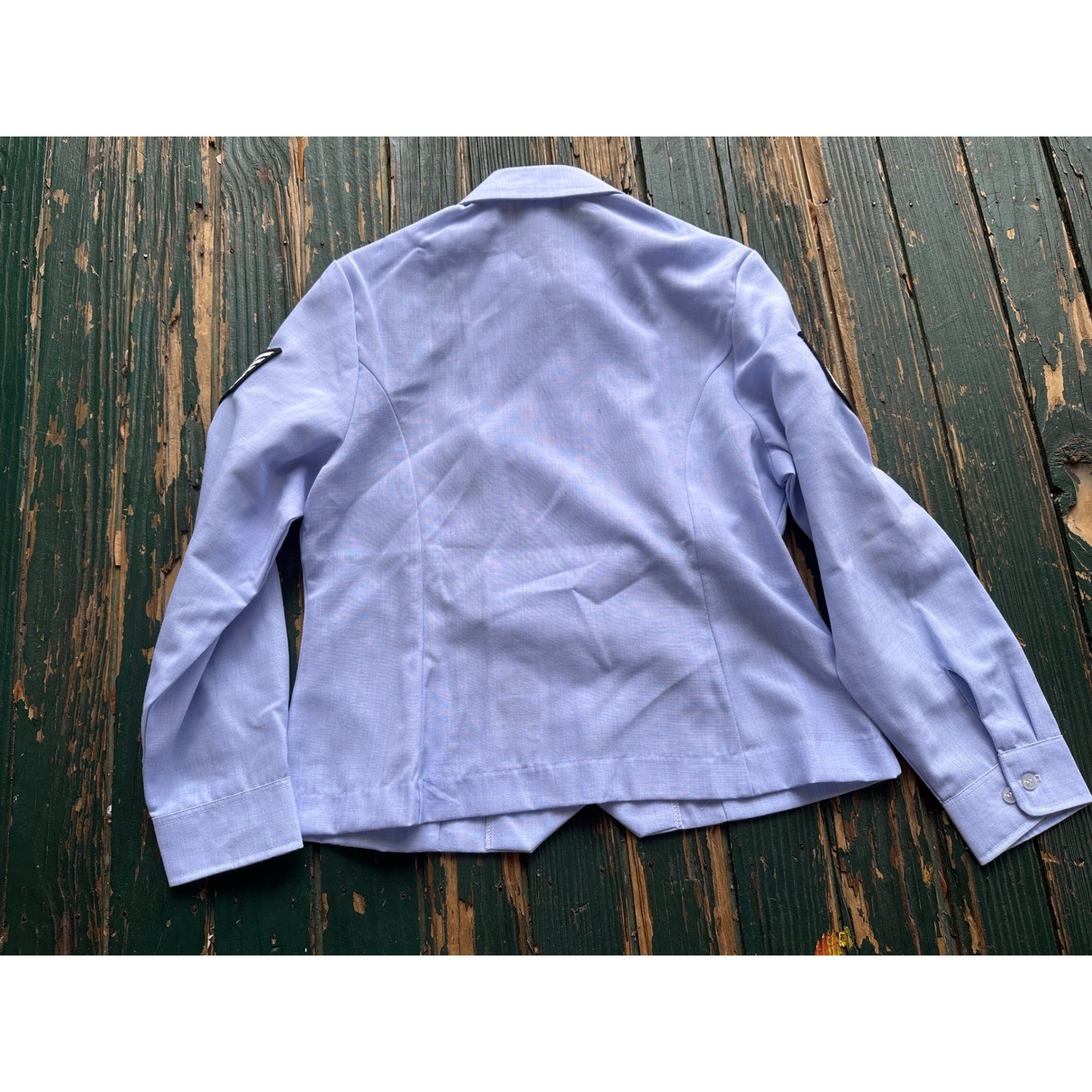 Vintage Calif Fashions USAF Staff Sergeant Patch Shirt Blue Military Blouse 8MS
