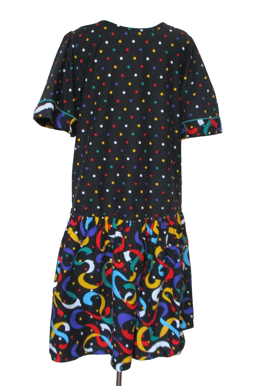 Vintage 80s Appel Caftan Dress Large Women Multicolor Cotton Loose Fit