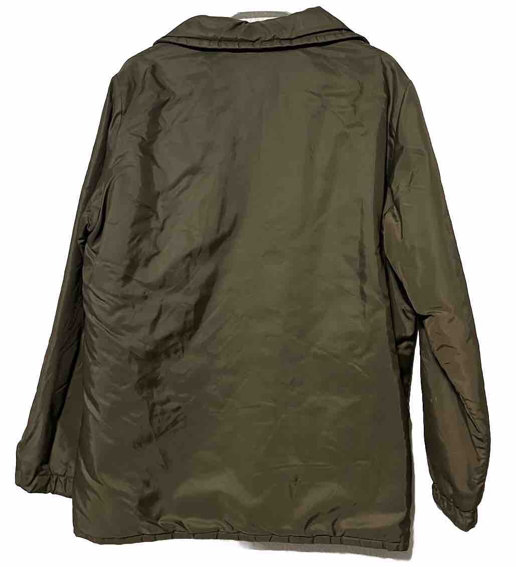 SPORTCASTER Ski Fashions Women’s L Olive Green Parka Coat Jacket Distressed Vtg