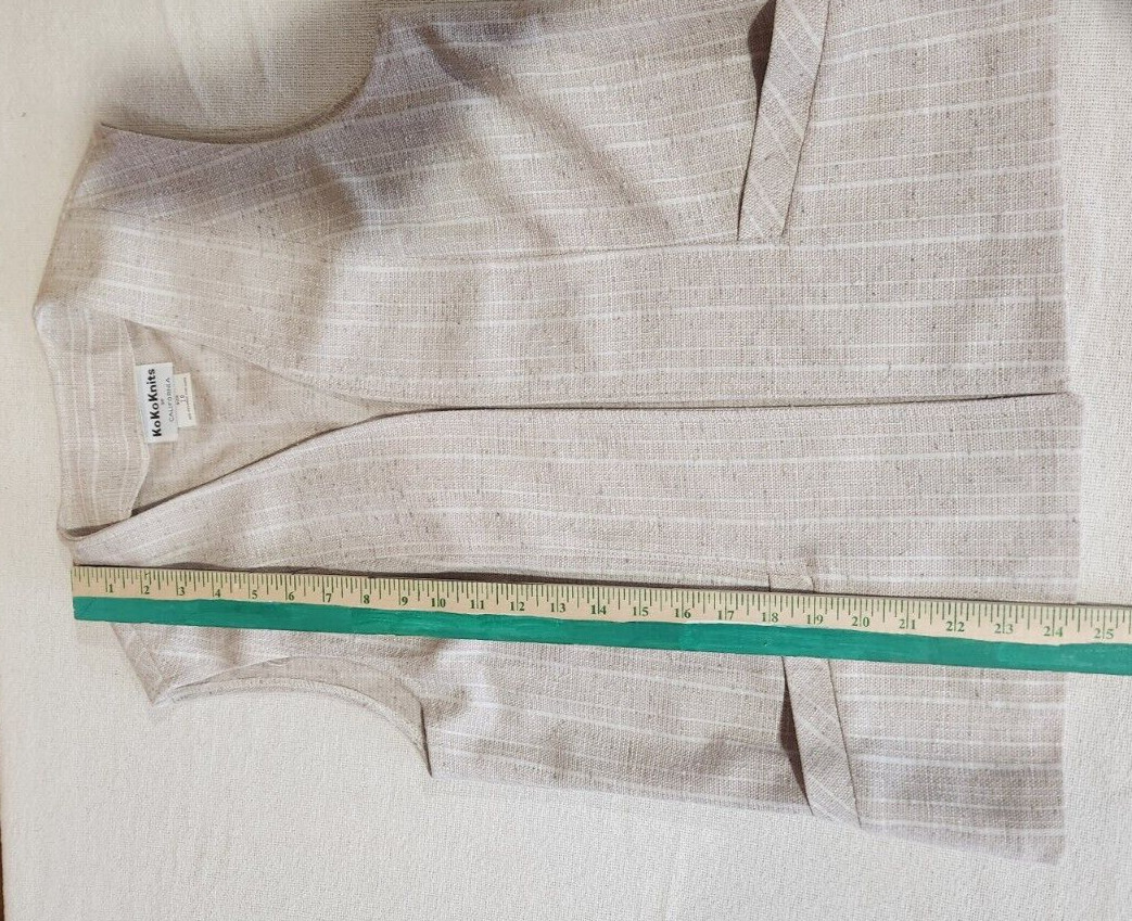 VTG 70s Pinstripe Pantsuit Open Front Sleeveless Vest Pockets SZ 10 Knitwear