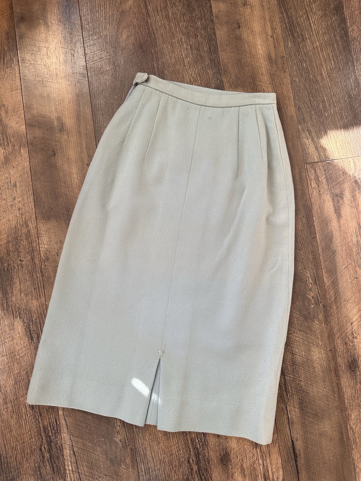 Vintage 1950s Winter Blue Wool Pencil Skirt By The Inner Circle Sportempos