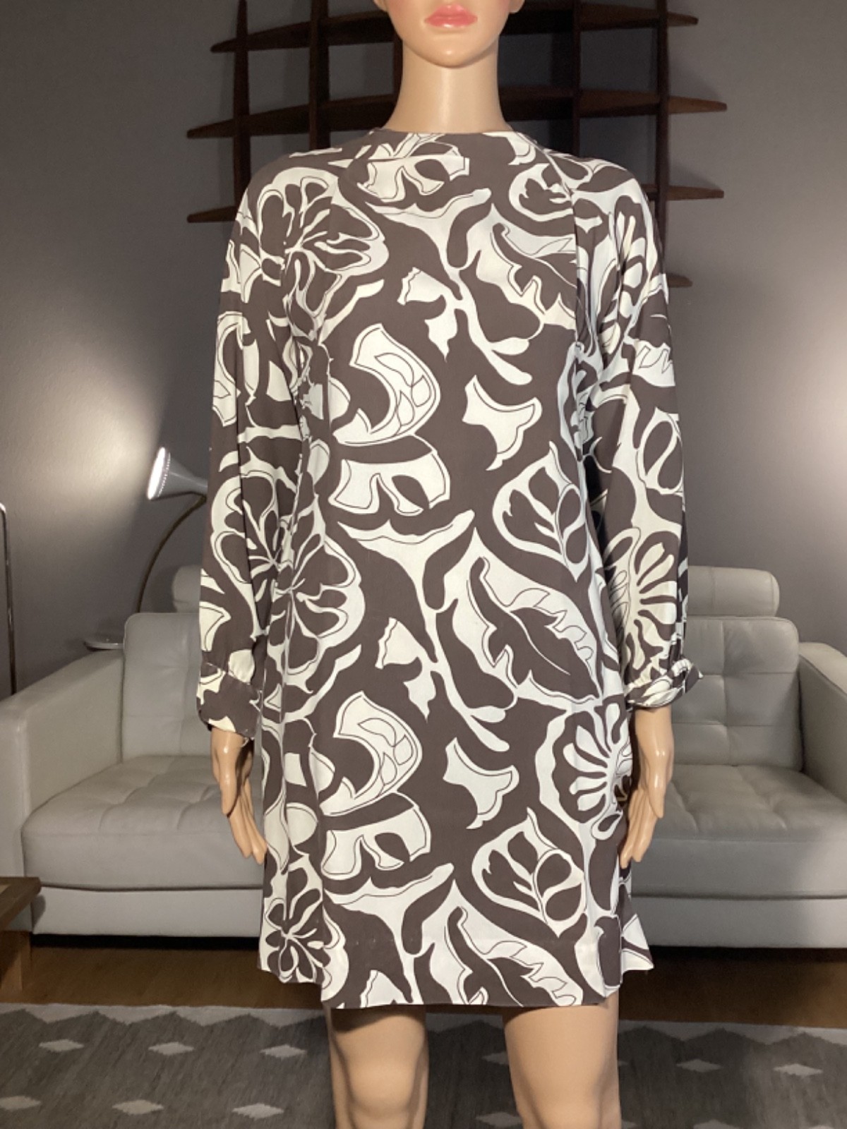 Vintage 50’s 60’s Abstract Tropical Leaves Flowers Shift Dress