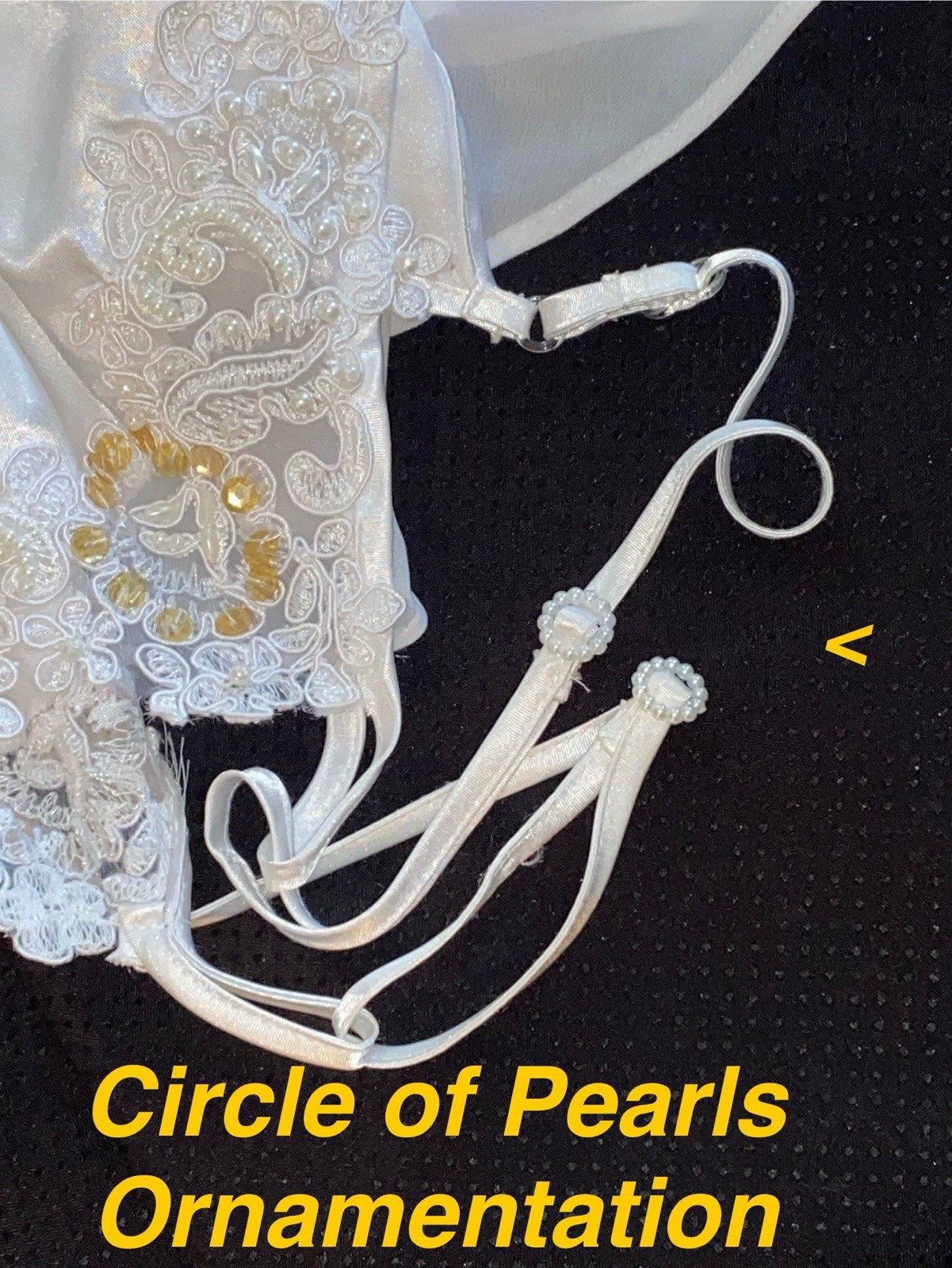 PRISTINE L BUST 38″ ENCHANTING BEADED BRIDAL WHITE PEARLS LIQUID SATIN NIGHTGOWN