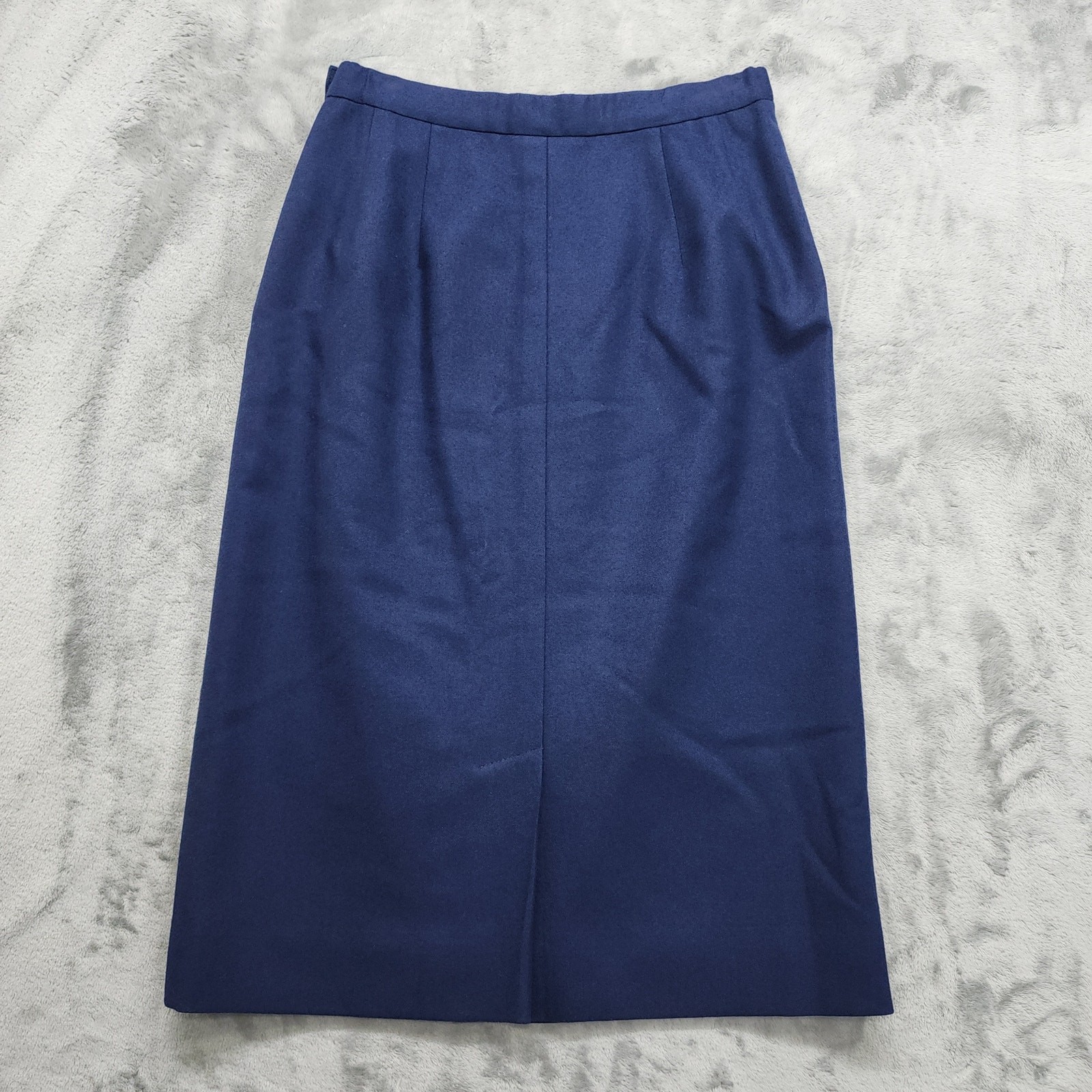 Vintage 70s Pendleton Skirt Womens 8 Blue Wool Pencil Side Button Zip Office