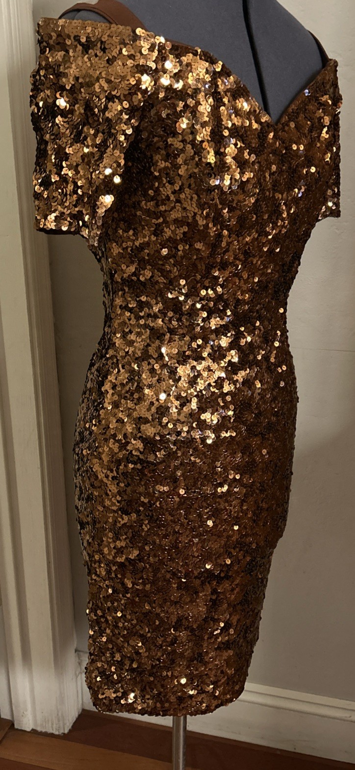 Vintage Modi for Neiman Marcus Sequined Mini Brown Dress Women’s Small