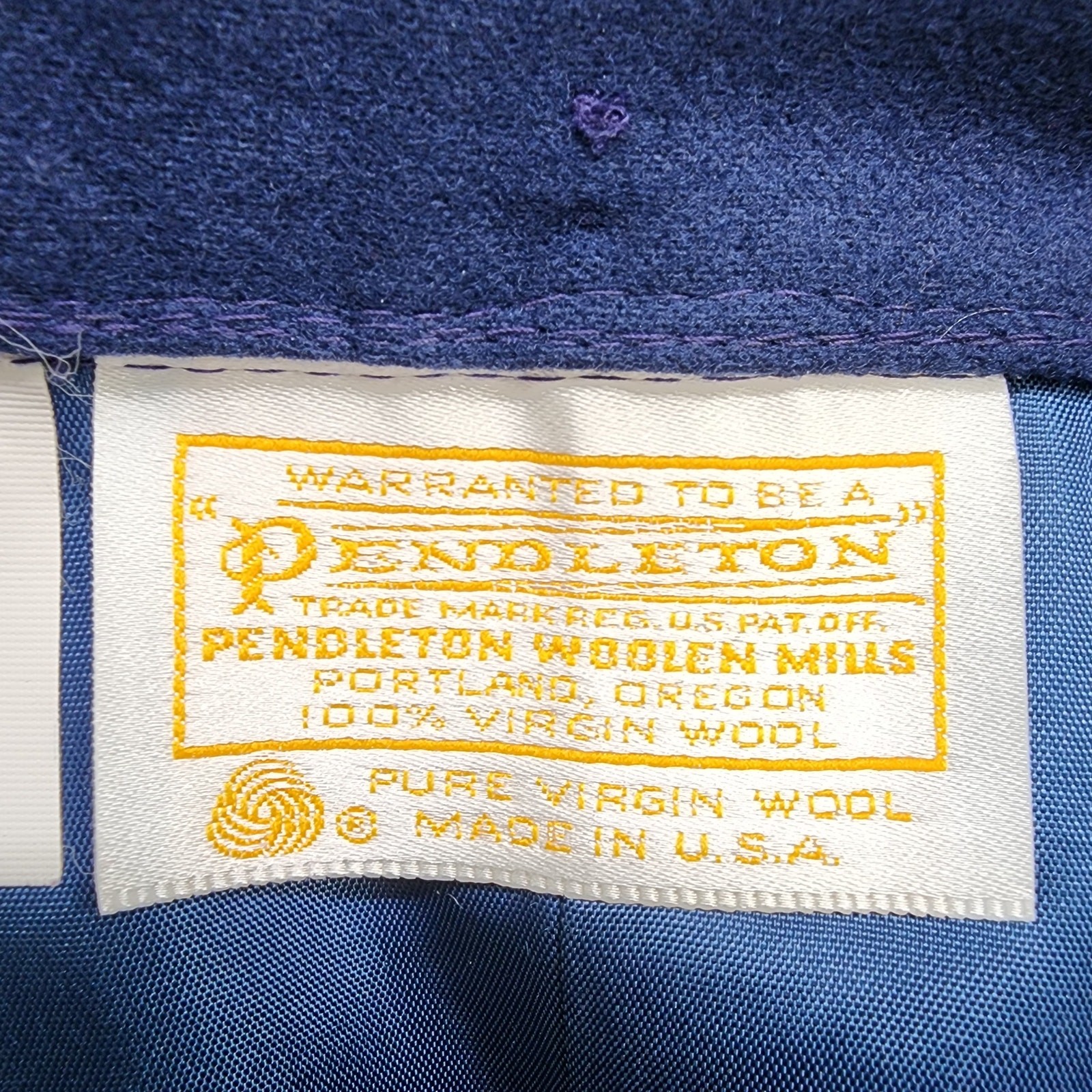 Vintage 70s Pendleton Skirt Womens 8 Blue Wool Pencil Side Button Zip Office