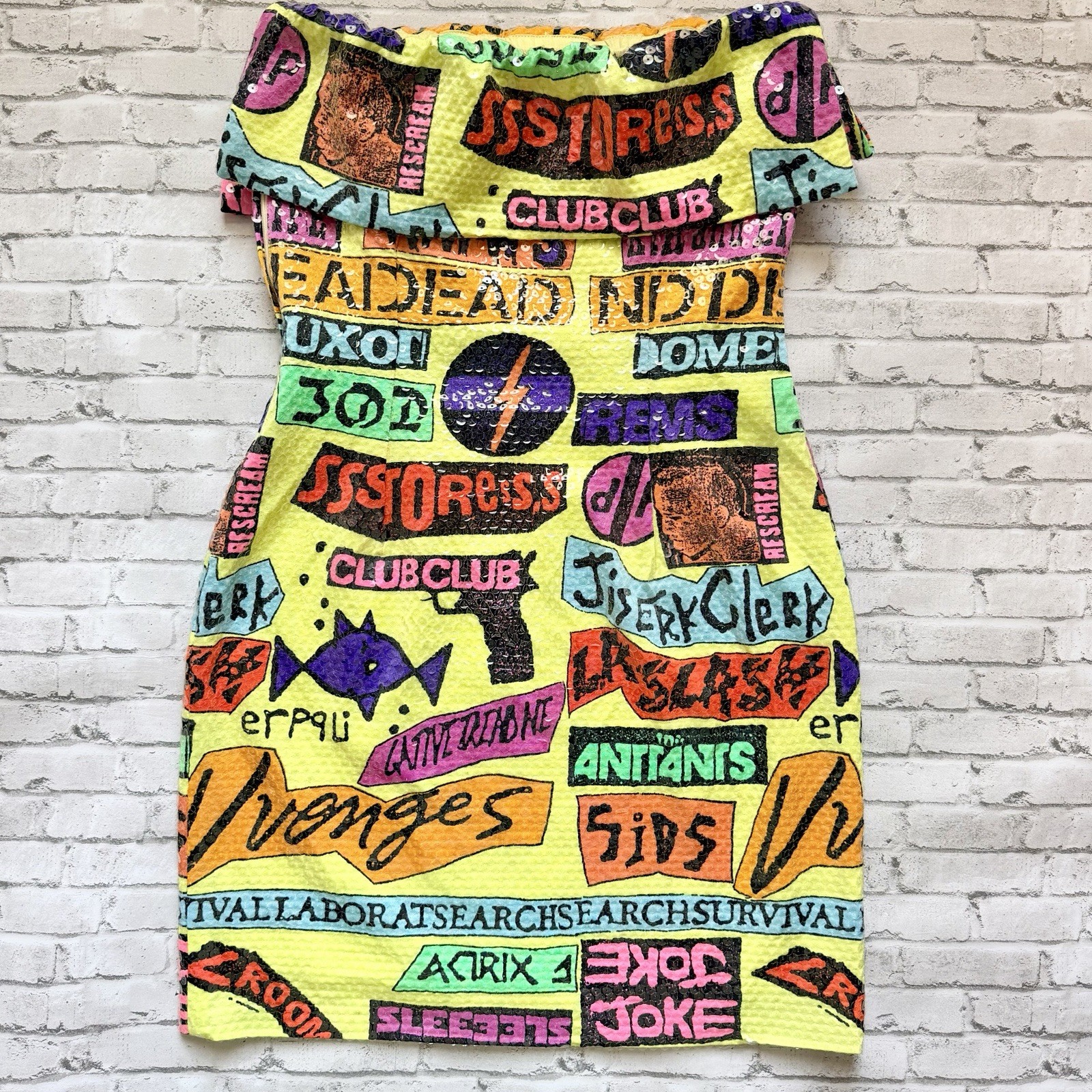 Stephen Sprouse Vintage 1988 Sticker Dress Covered In Sequins