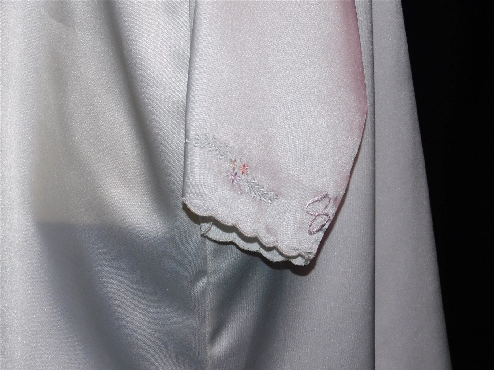 Vintage Women’s Etienne Pink Satin Embroidery Loungewear Nightgown Sz L
