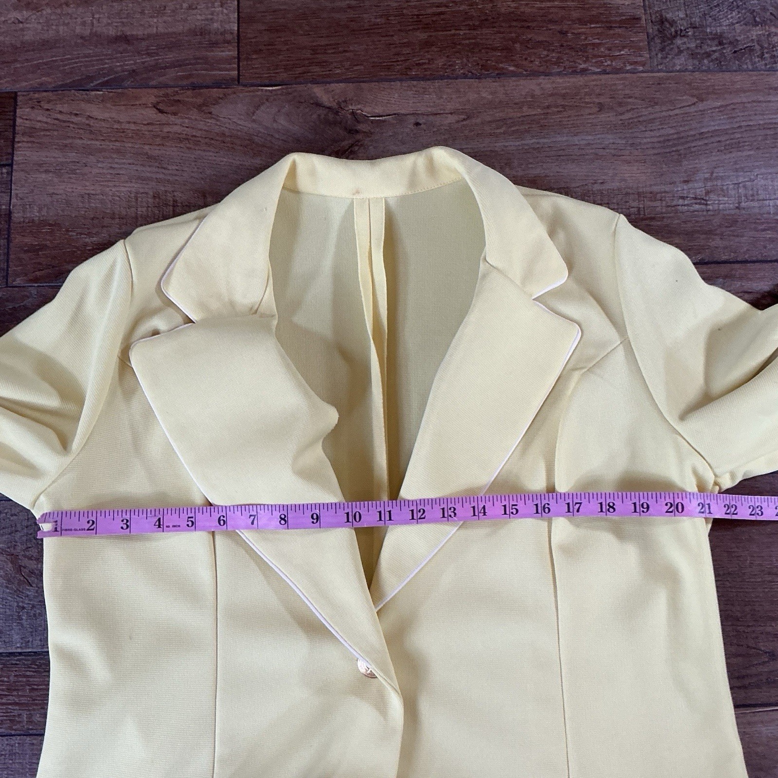 70s VTG First Edition Dallas Yellow Polyester Blazer Skirt Suit Set Size 14 #202