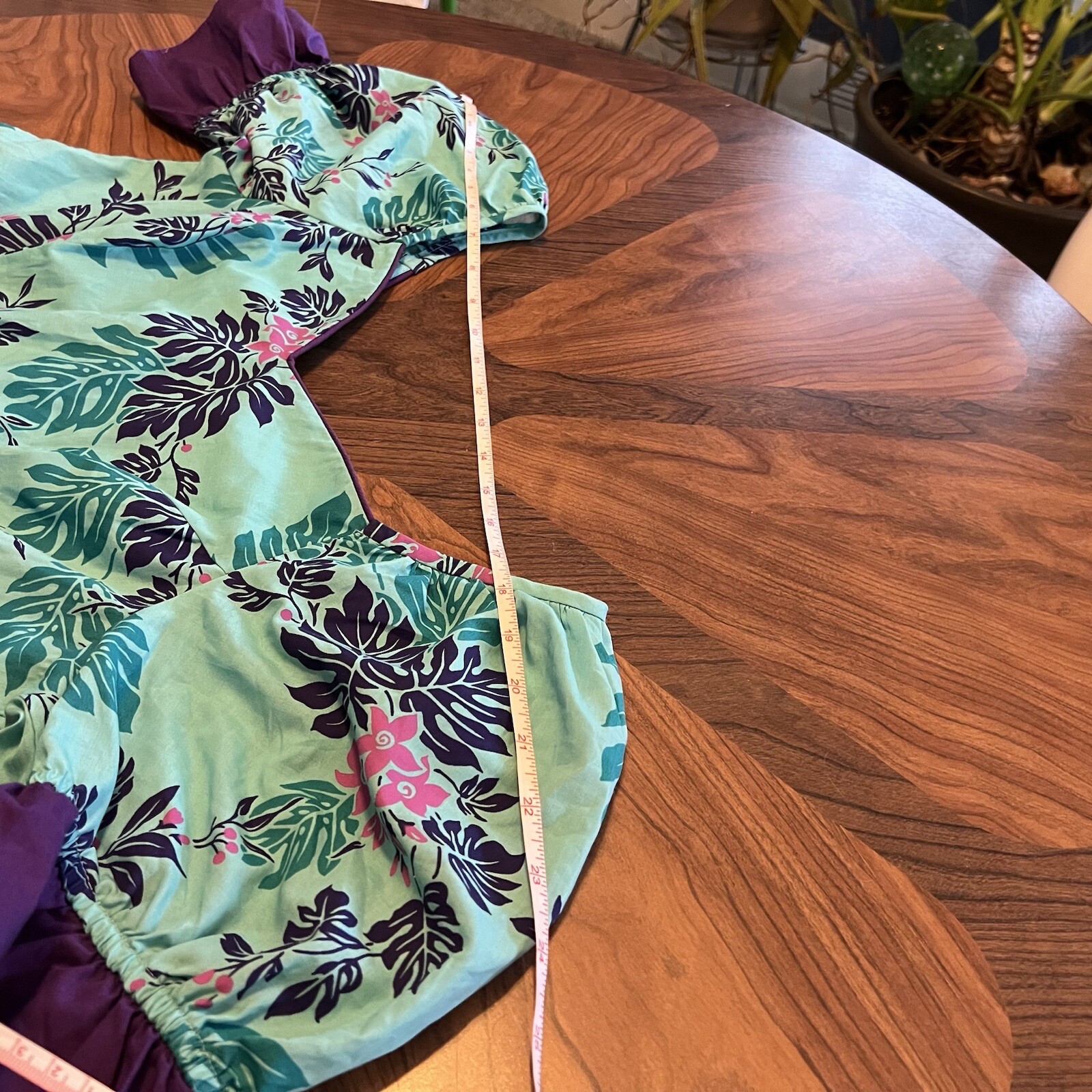 Vintage Naupaka Hawaii 1980s Ruffle Blue Purple Plant Monstera Tropical Womens 9
