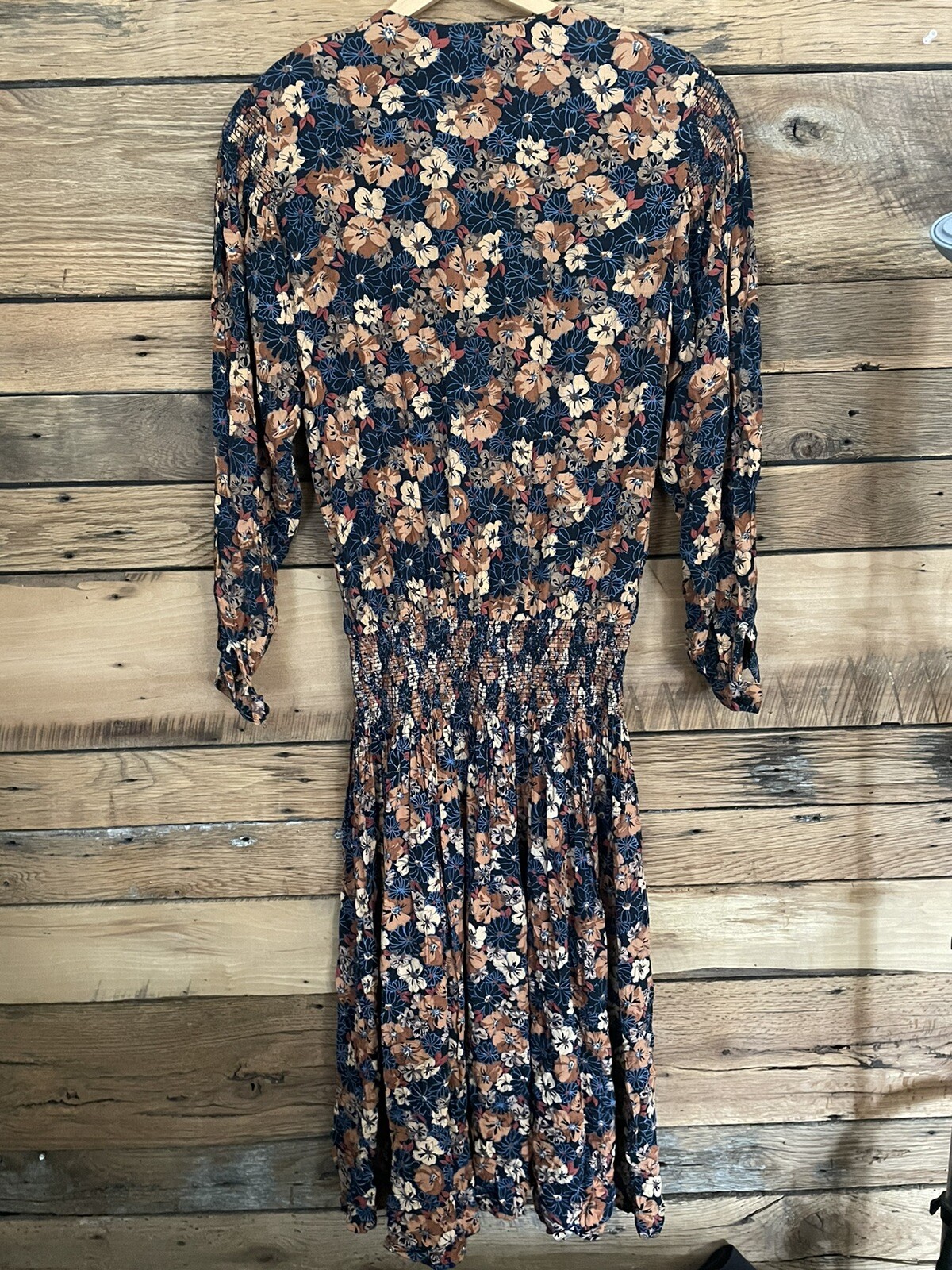 Vtg MAGGY LONDON By Jeannene Floral Pleated Long Dress 80s Secretary Cottagecore