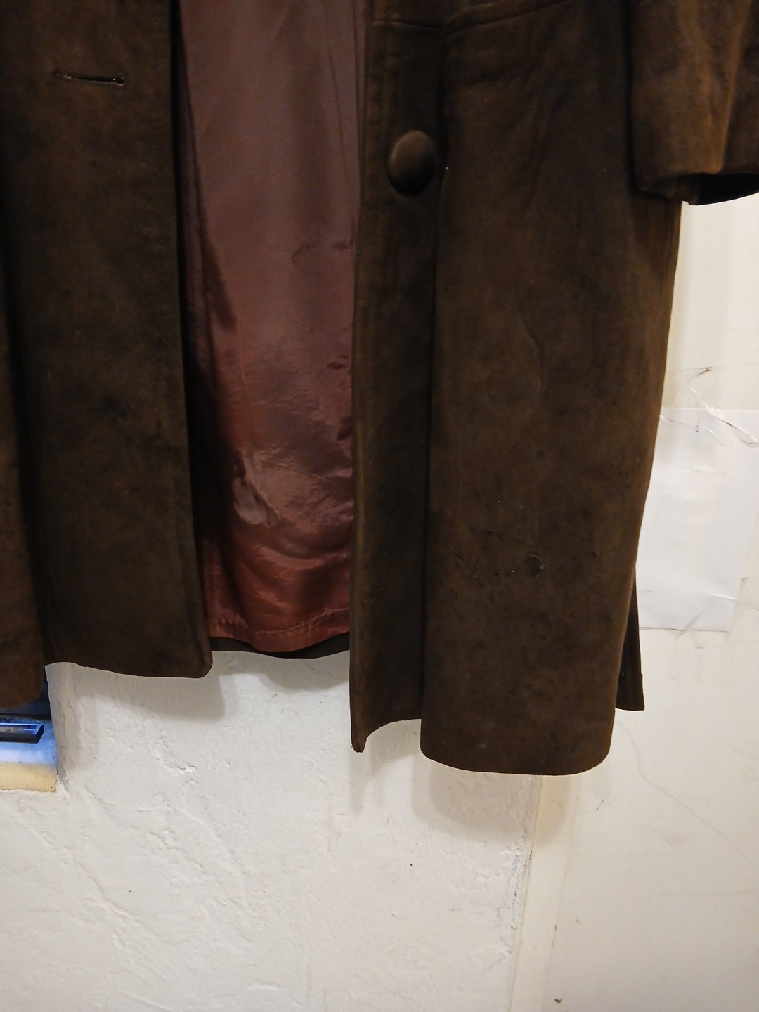 True Vintage Jordan Marsh Suede Leather Coat & Fur Collar Button Up Jacket Sz 16