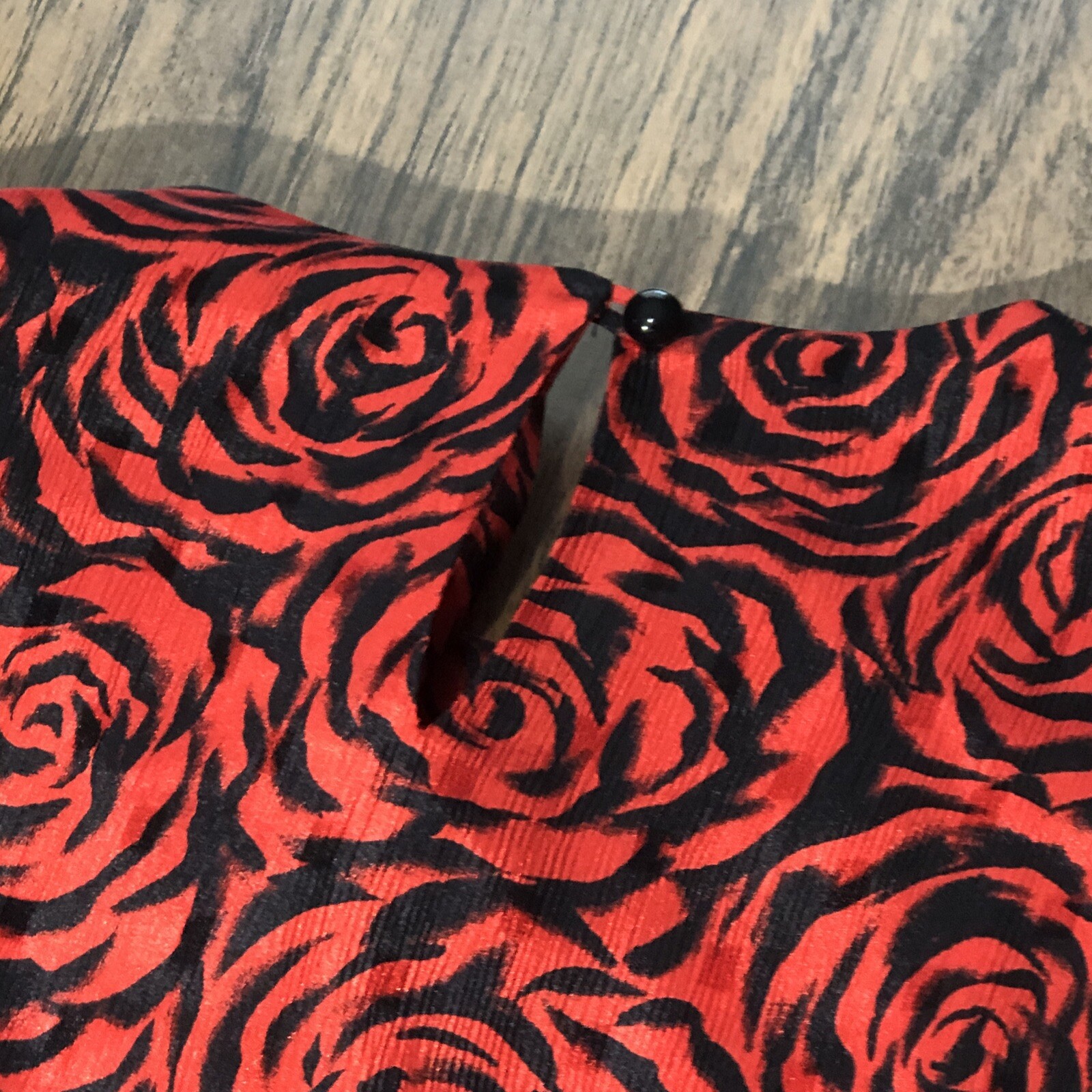 Vintage Carriage Court Evening Dress Red Roses Pockets Elastic Waist READ SIZE
