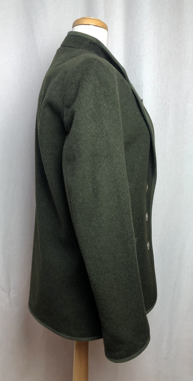 Vtg Austrian Loden Wool Jacket Green Tyrolean Tyrol Trachten Women US 2–4 EU 34