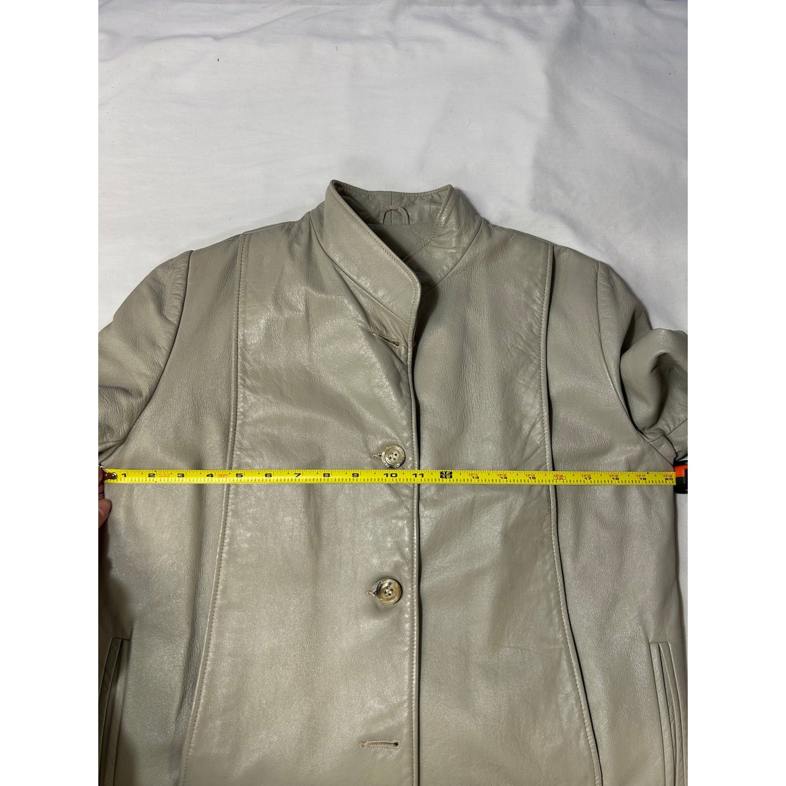 Vintage Leathers by New England Sports Wear Co Alabaster Grey Leather Jacket 8