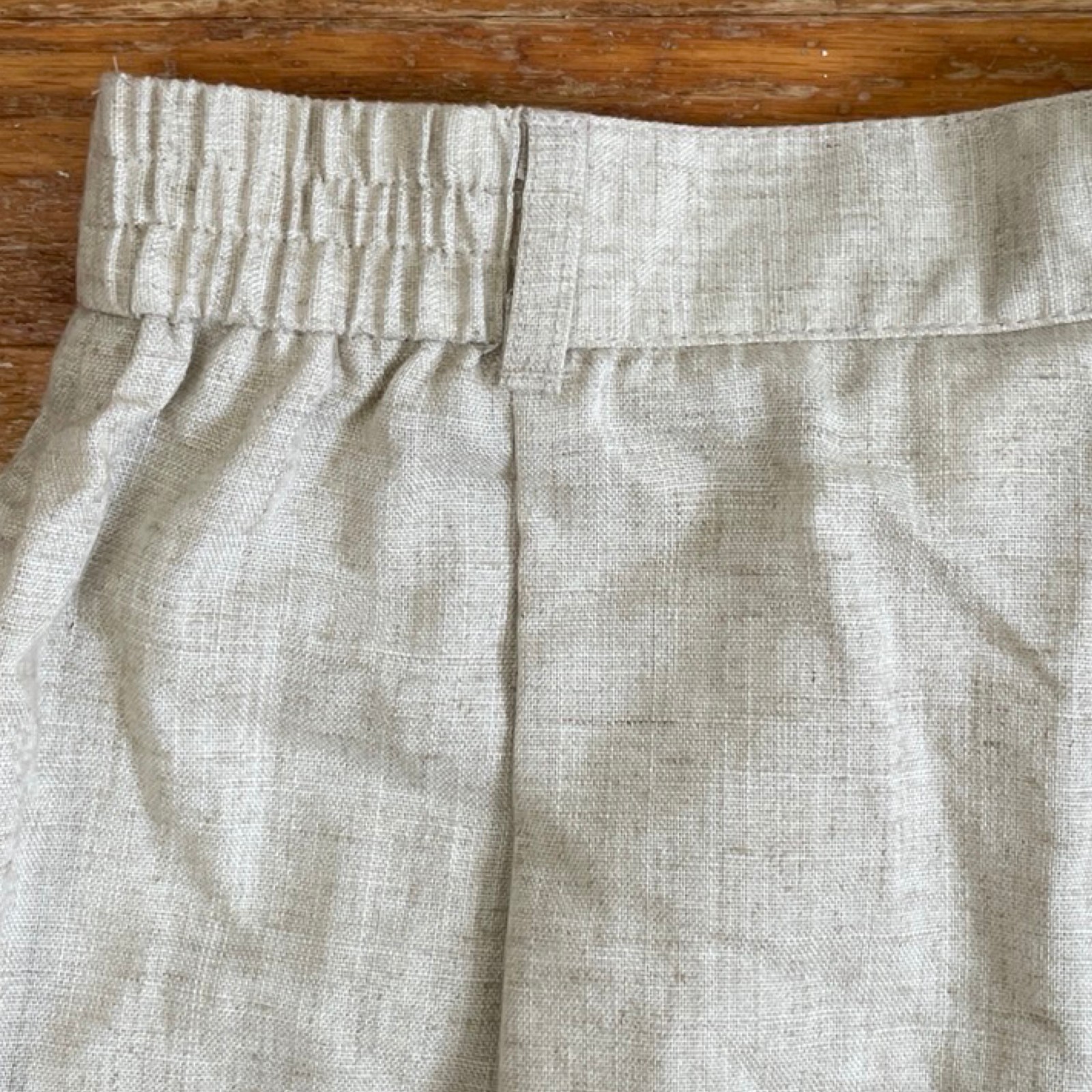 Vintage Woven High Waist Pants Size XL 32-33″ Waist 1990s Beige/Oatmeal Pleated