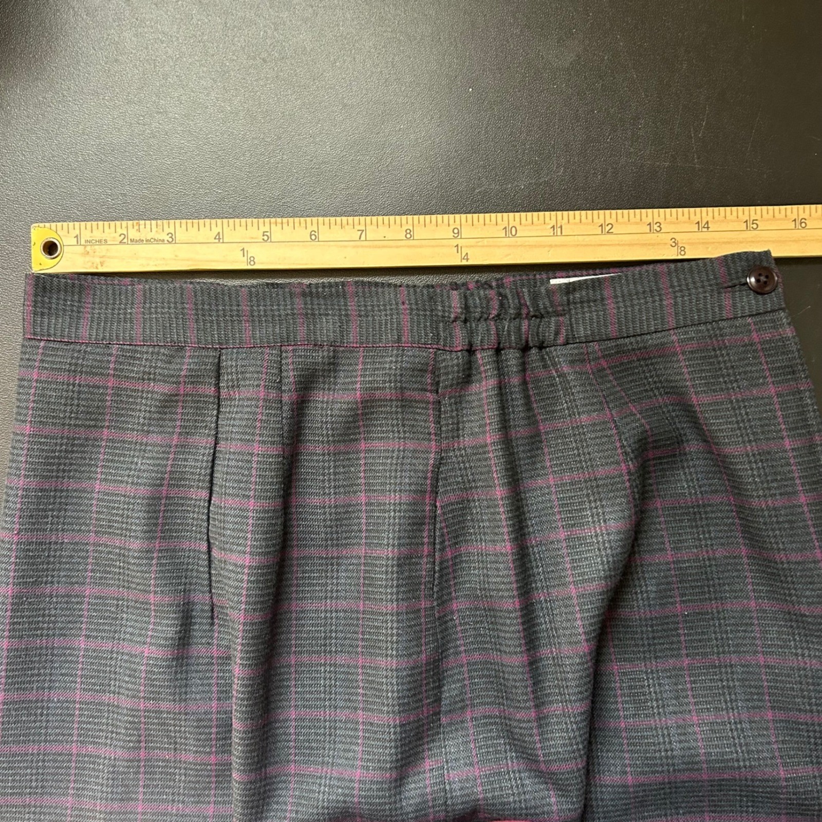 EHWOODS Vintage Glen Plaid Pencil Skirt Gray Purple Tartan High Waisted Academia