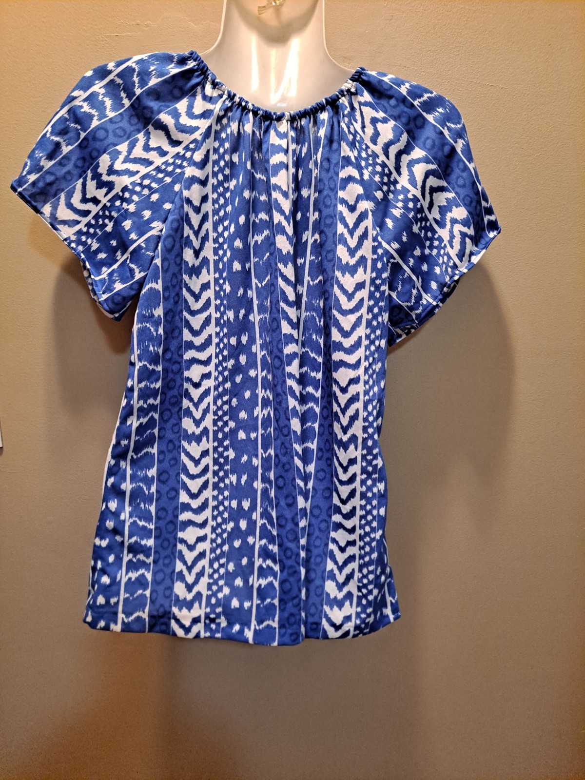 Vintage 1970s 80s Abstract Blouse S/S Size Medium USA