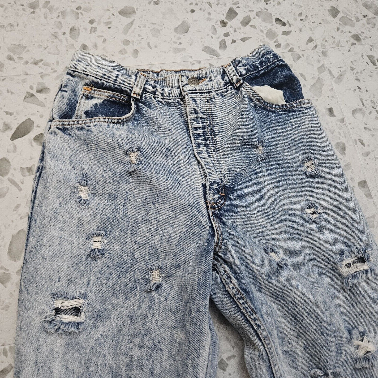 VTG 80s No Excuses High Waisted Acid Washed Distressed Jeans Women’s Sz 11