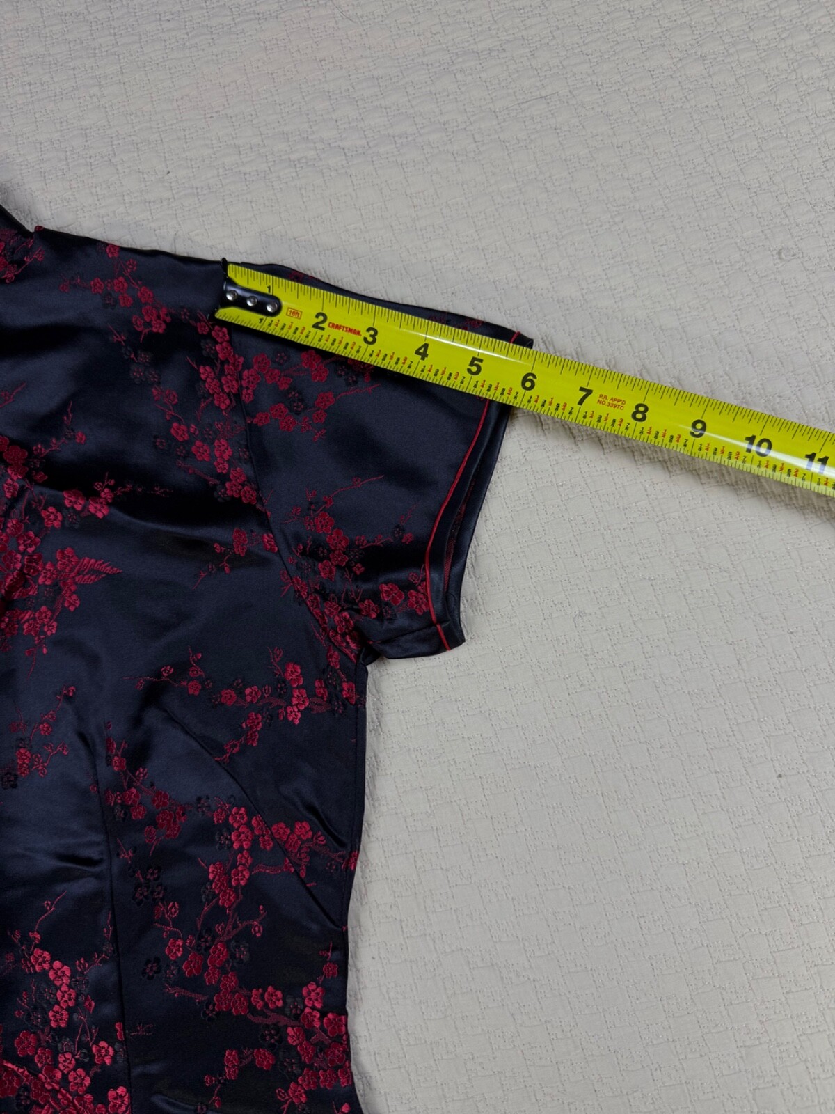 Vintage Traditional Cocktail Dress 1970s Asian | Black and Red | Size 36 Small