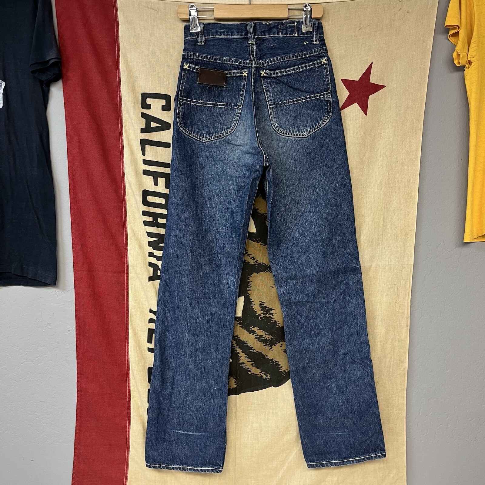 Vintage 40s 50s Lee Jeans Crotch Rivet Size 24 x 30 Sanforized Jerky Center
