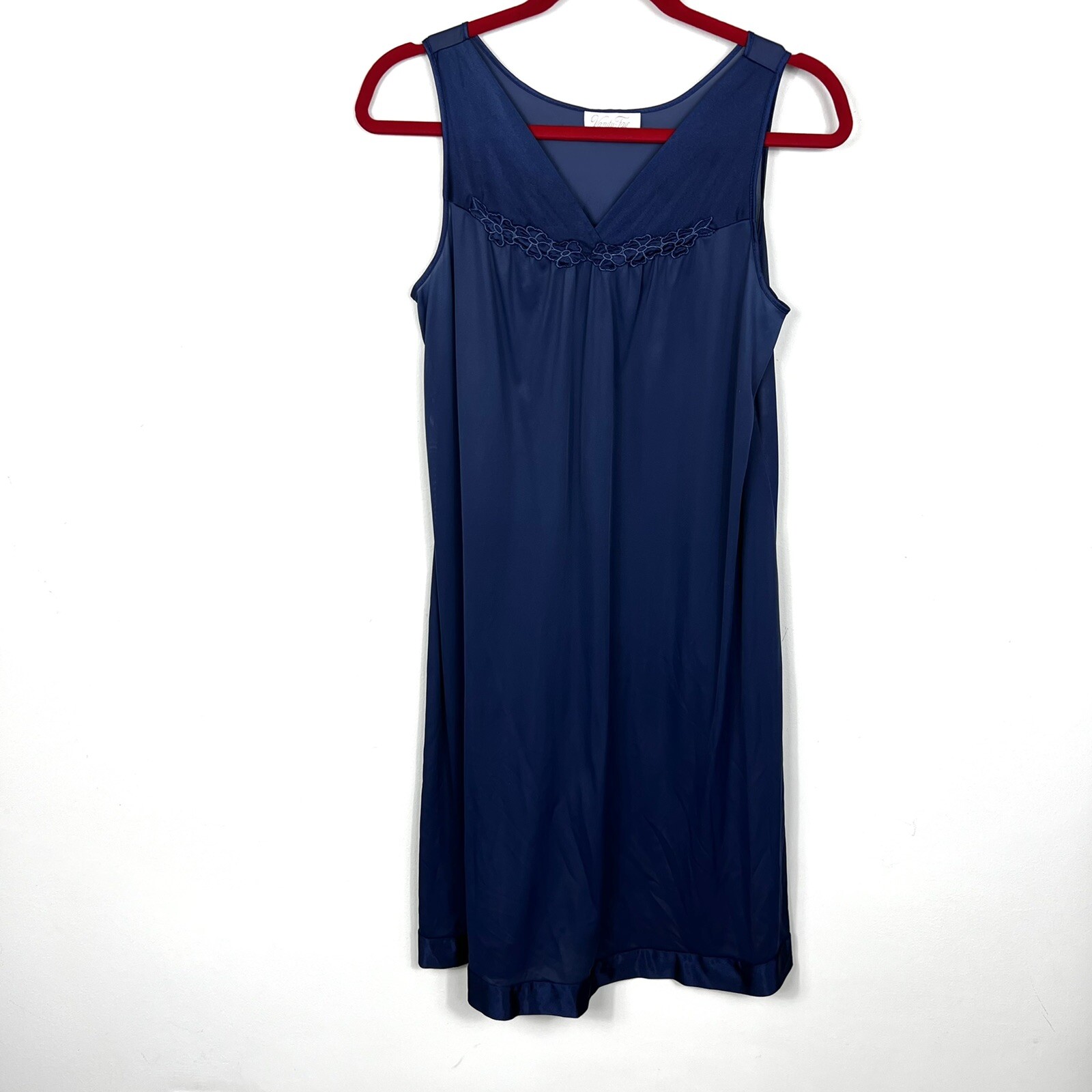Vanity Fair Vintage Nightgown Blue Nylon Small Medium Robe Slip Set USA Made