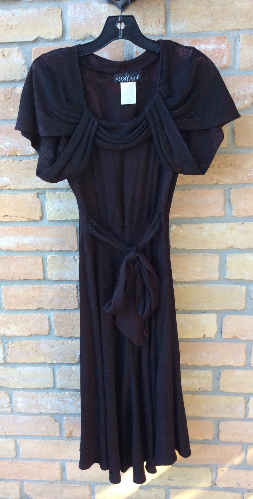 VTG 80s CAROLE LITTLE PETITES Sz 2P Dress 80s/30s Art Deco Drape Floral USA