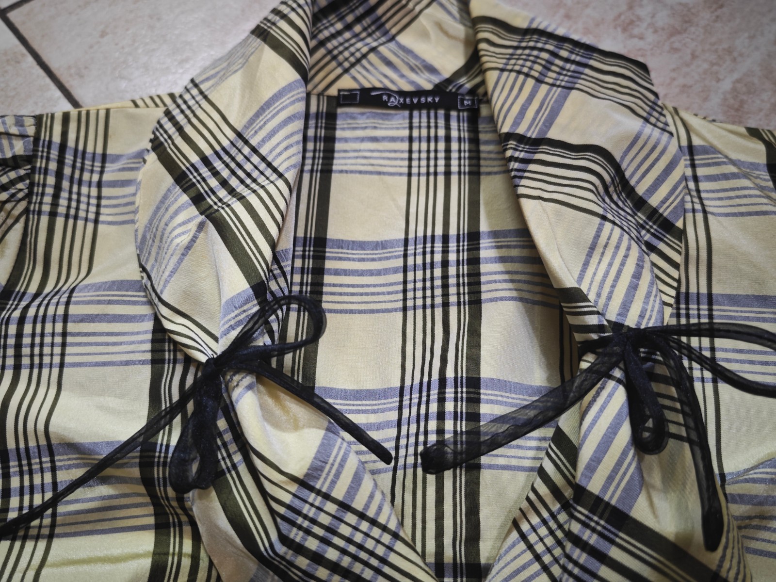 Vintage Raxevsky Women’s Yellow Cream Plaid Top & Skirt Set Made in Greece