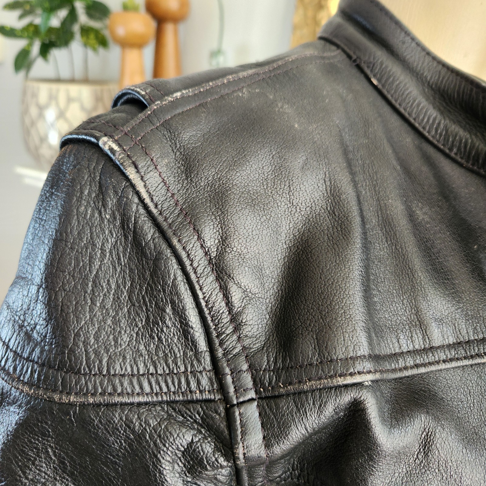 Vintage 80s Black Leather Moto Jacket Racing Biker Skull Size Medium Rocker