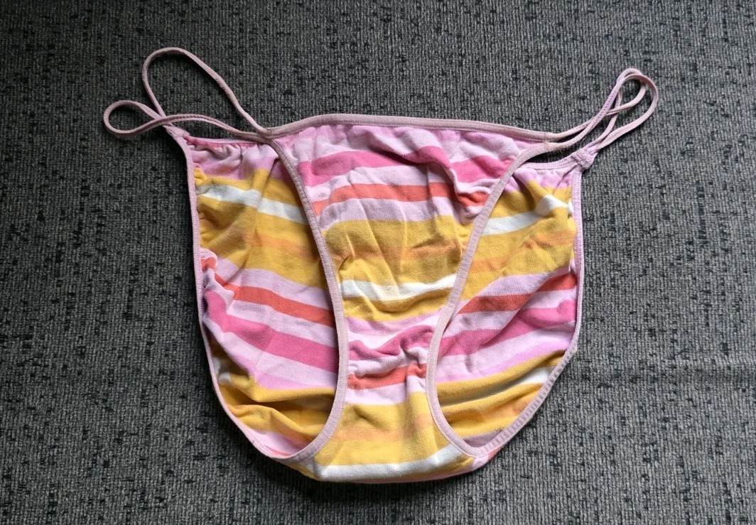 Y2K Victorias Secret PINK Low Rise Stripe Double String Bikini Panty LARGE