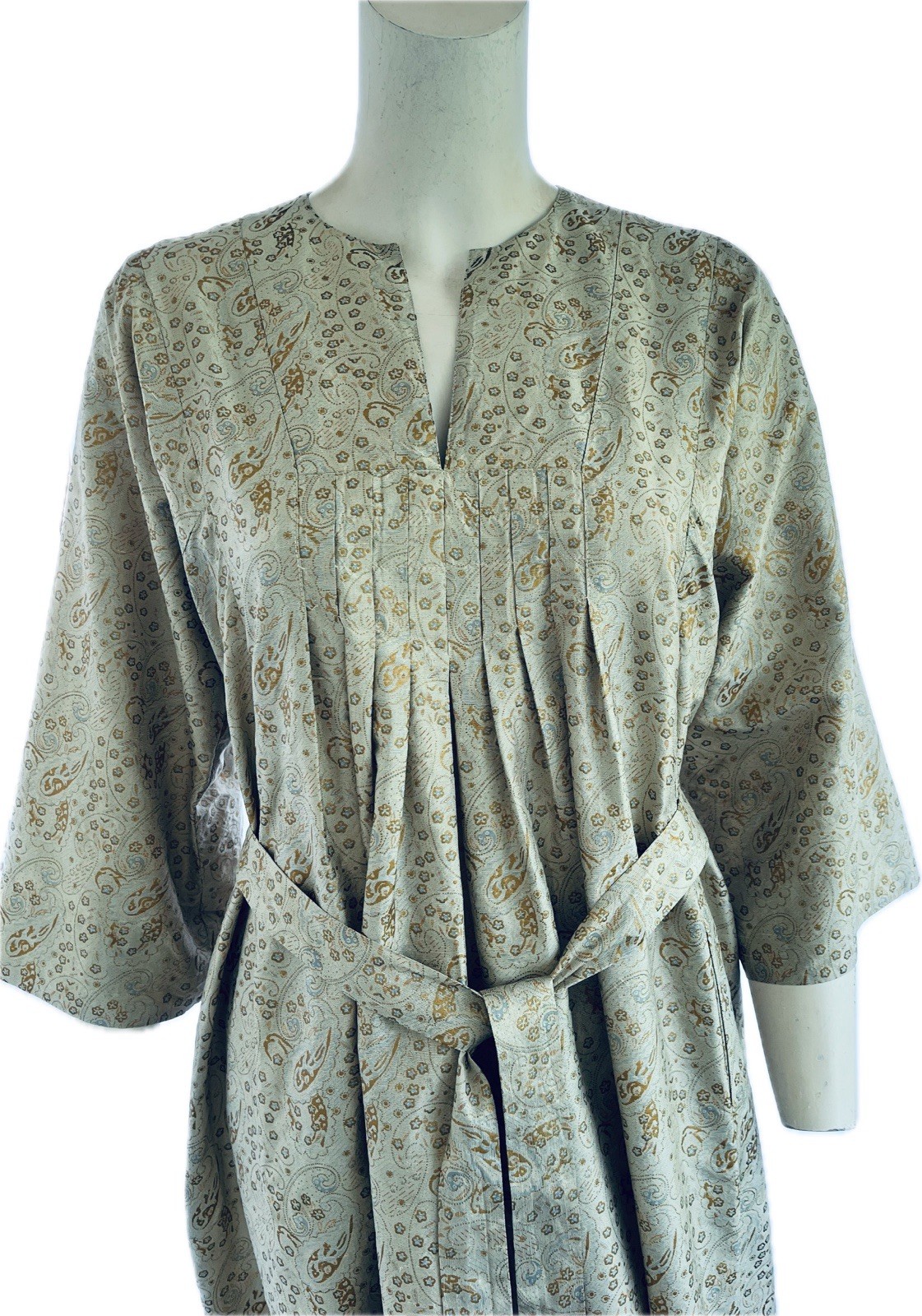 Vintage Jim Thompson Thai Silk Caftan 1970s Kaftan Dress w /Pockets Size Large