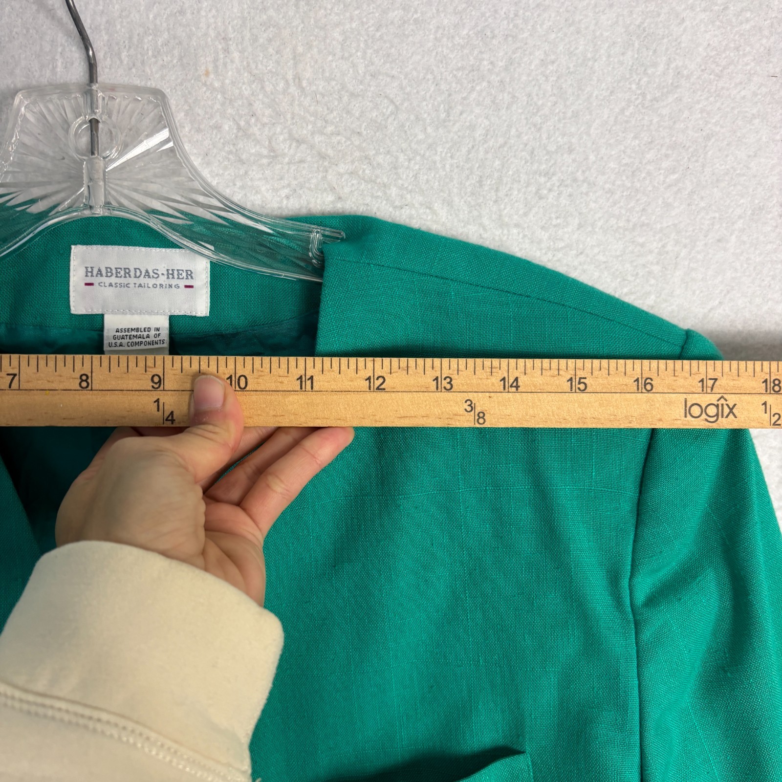 VTG Cropped Blazer 80s Double Breasted Teal Green Haber Dasher M L Knit