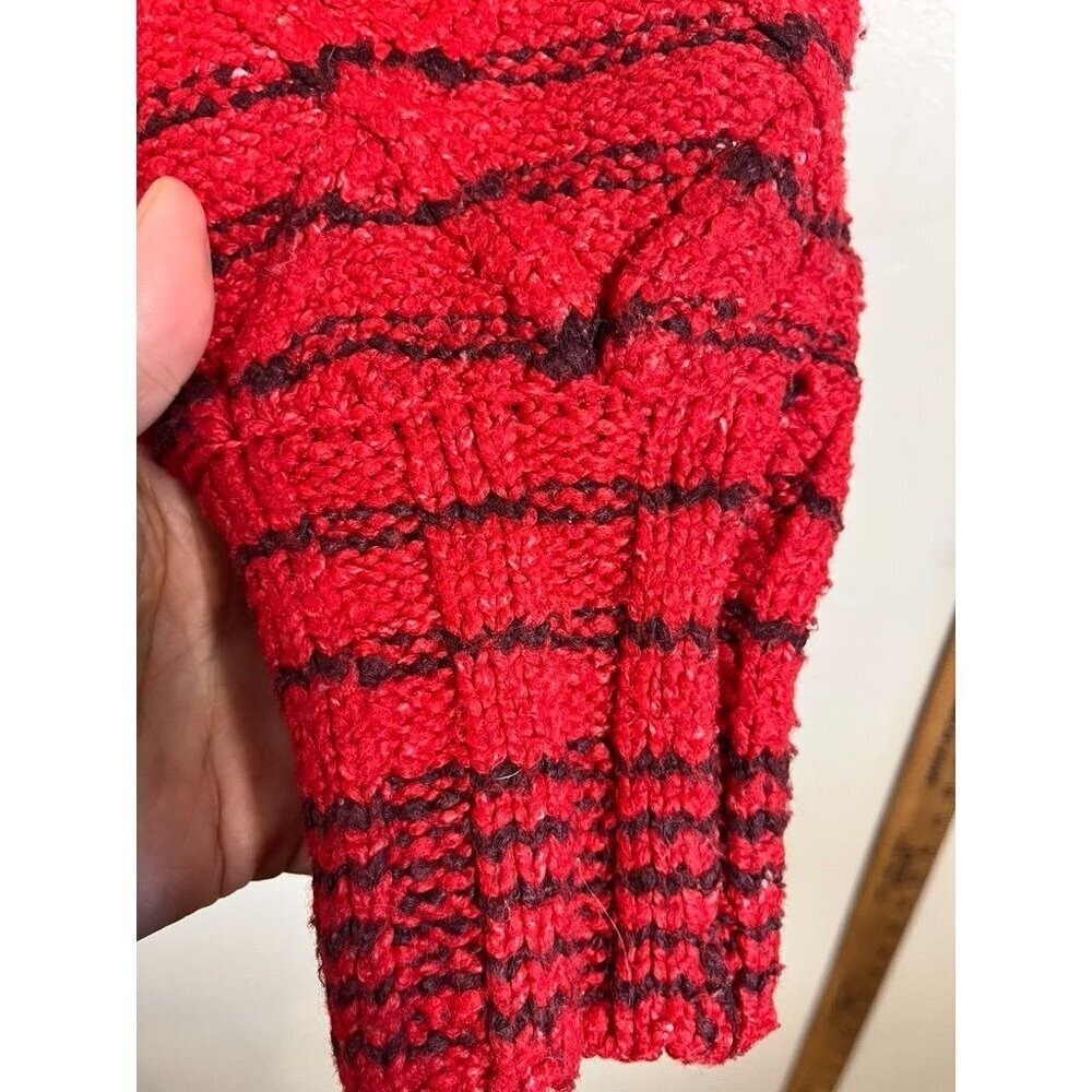 Retro Colorful Knit Sweater 18 Red Festive Holiday Fisherman Chic Classic Preppy