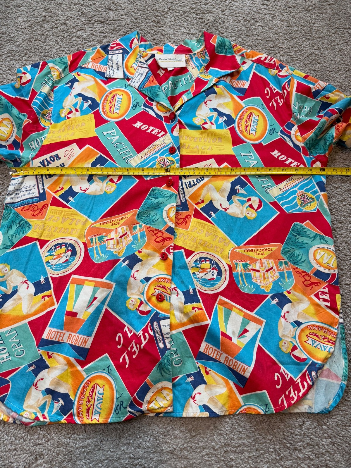 Vtg Marisa Christina II Travel Shirt & Skirt Cotton Set 1X Suit Cruise Beach