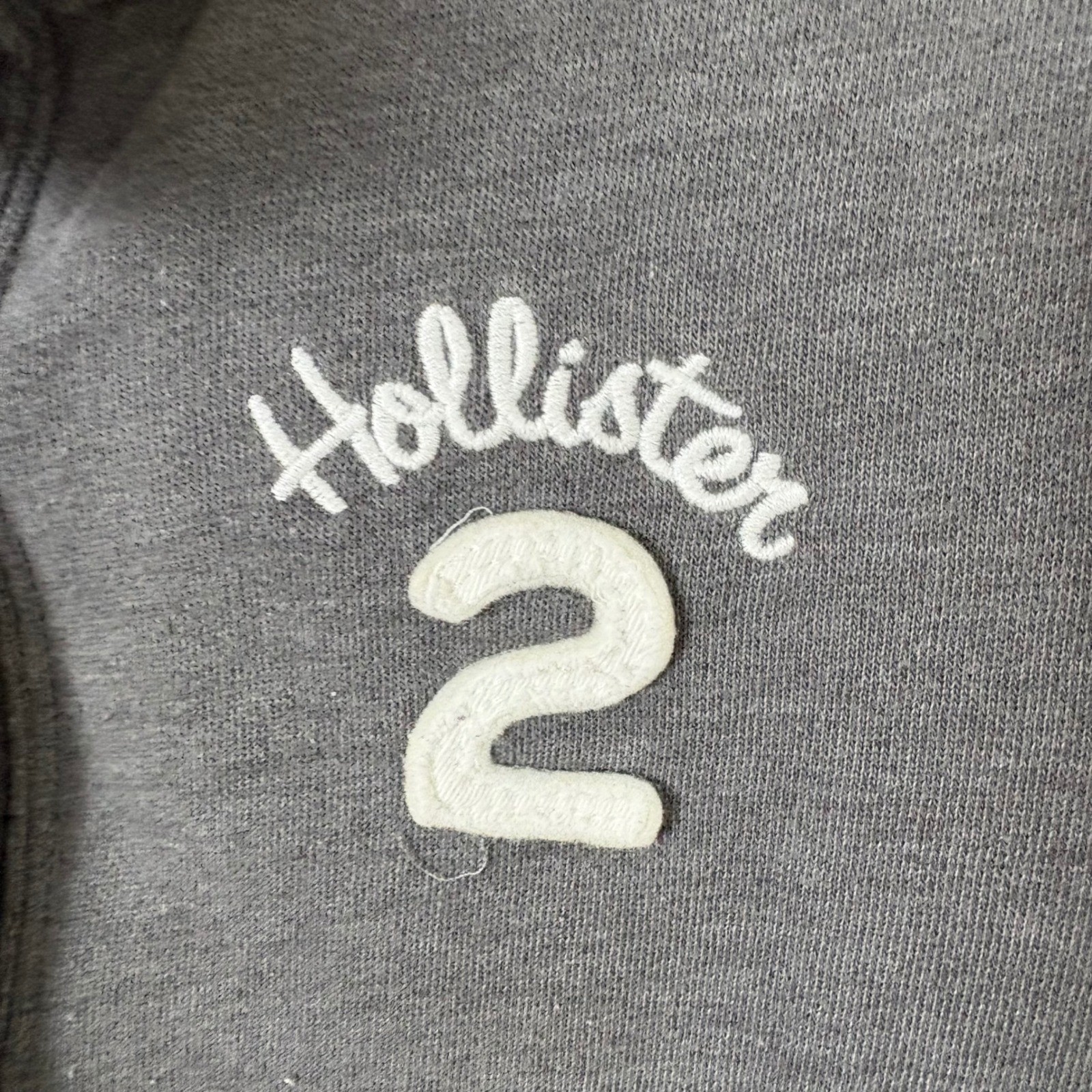 VTG Y2K Hollister Button Up Sweatshirt Women’s Large Grey Shawl Collar Varsity