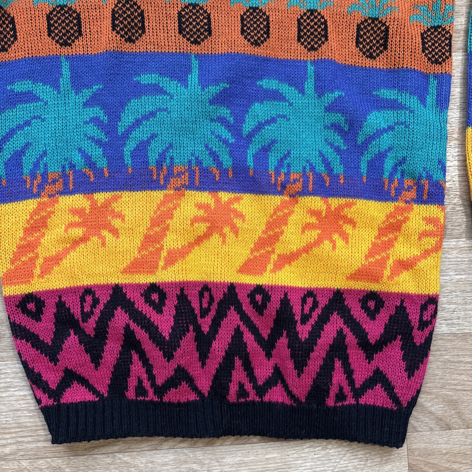Deadstock Vintage Jet Set Sweaters Neon Knit Pullover Women’s M 80s 90s USA