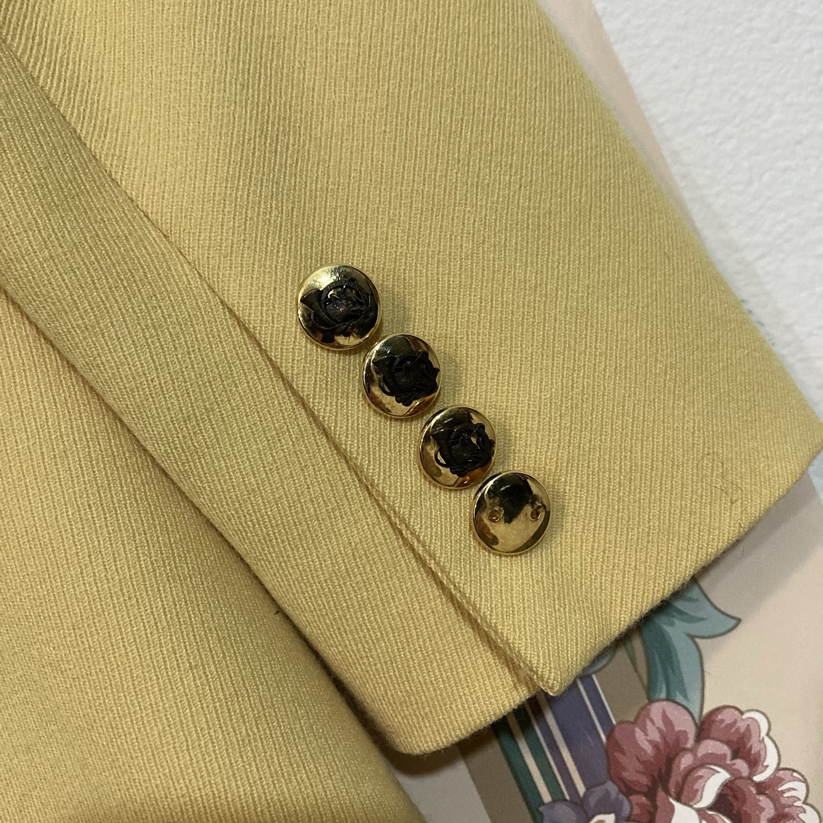 Vintage Ralph Lauren Collection Yellow Equestrian Blazer Jacket VTG Purple Label