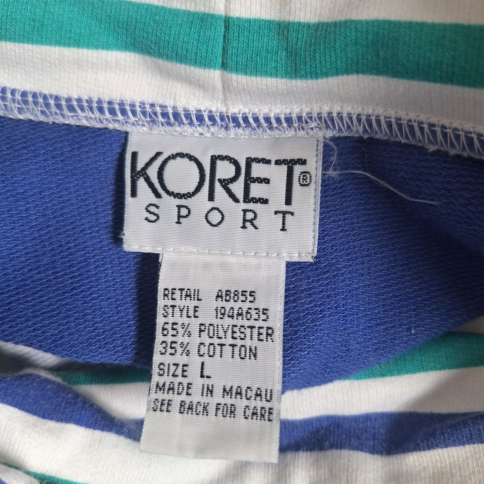 Vintage Koret Sport Drawstring Pullover Shoulder Pads 80s size Large
