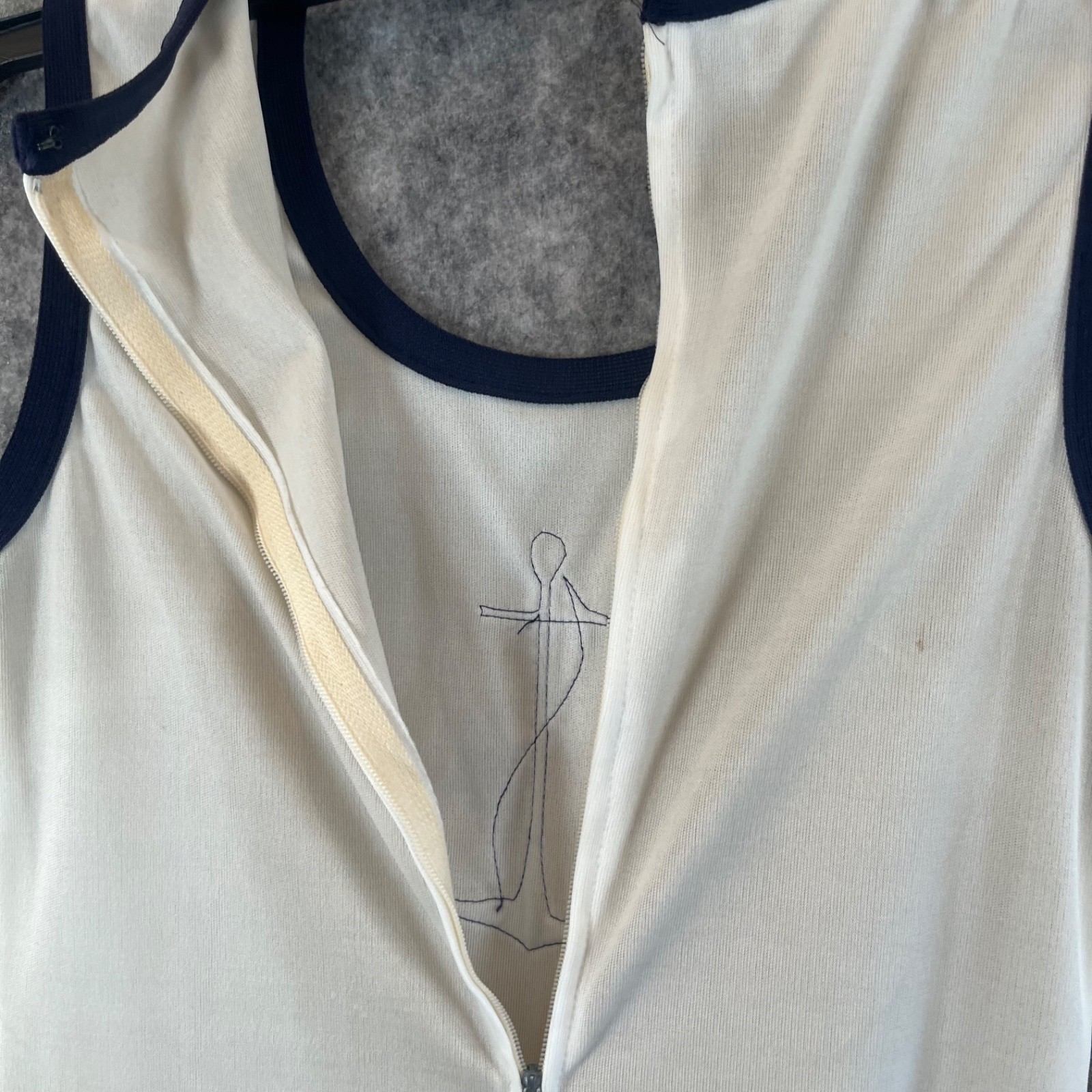 Vtg Westbury Fashions Dress Zip Up Polyester Modest Retro Scoop Neck Anchor