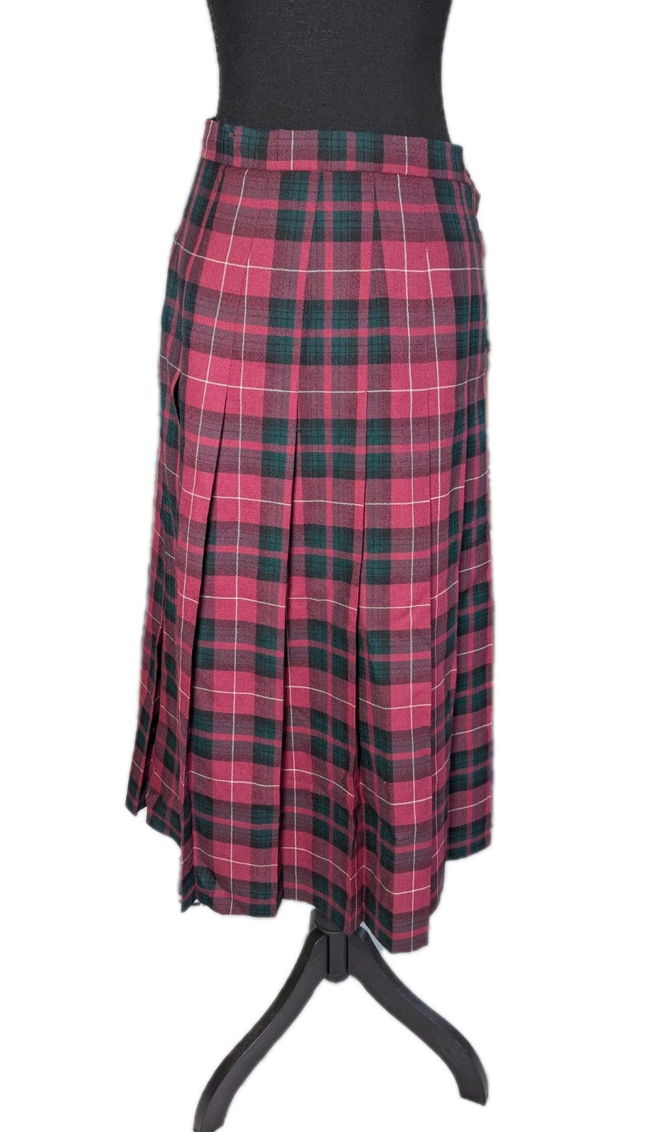 VTG Dean’s Of Scotland Women’s Red/Green Tartan Plaid Pleated Midi Skirt 28″x32″
