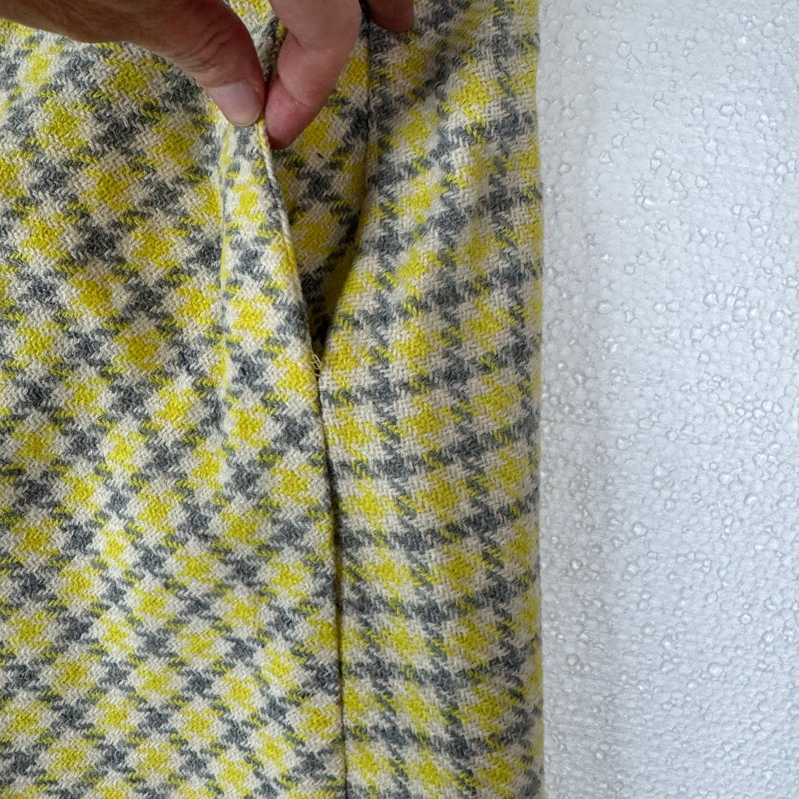 Title: Vintage 60s Yellow Check Skirt Shepherd Plaid Metal Zip 34W Large As-Is