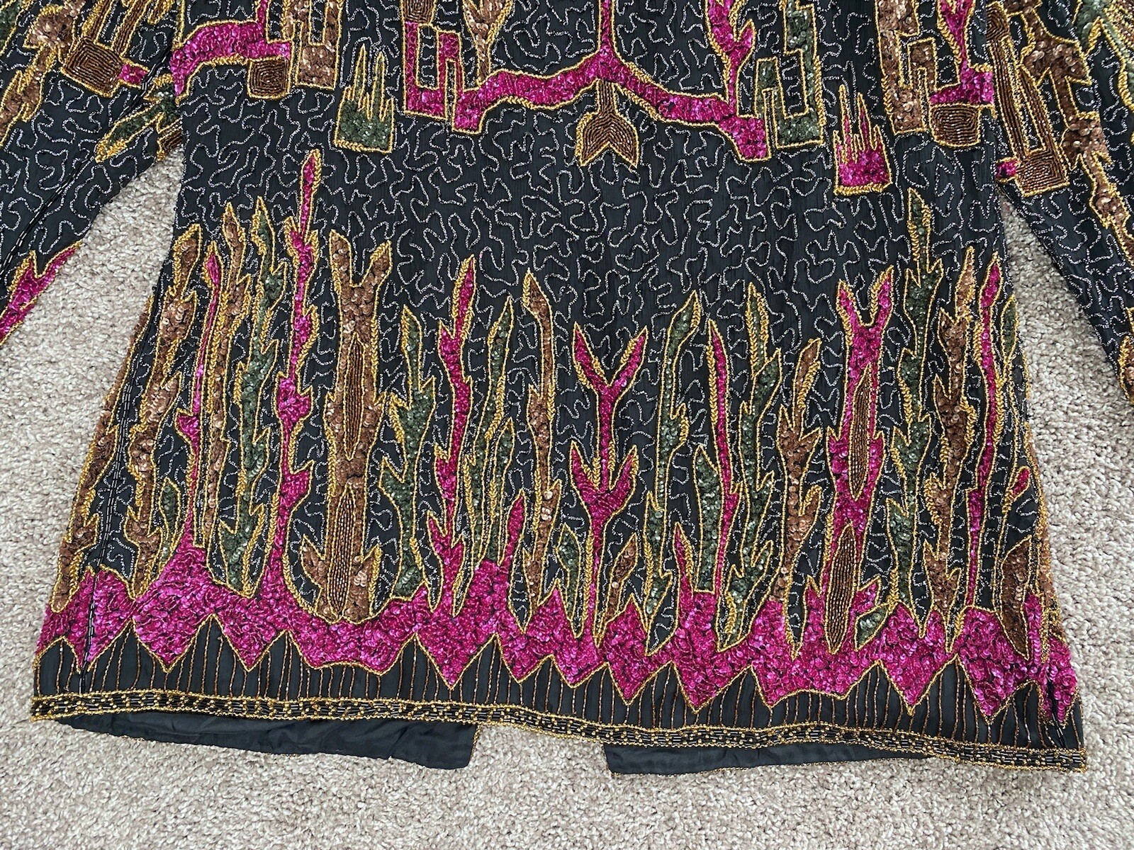 judith ann Black Gold Red Beading Vintage Jacket Blazer 1X 16-18