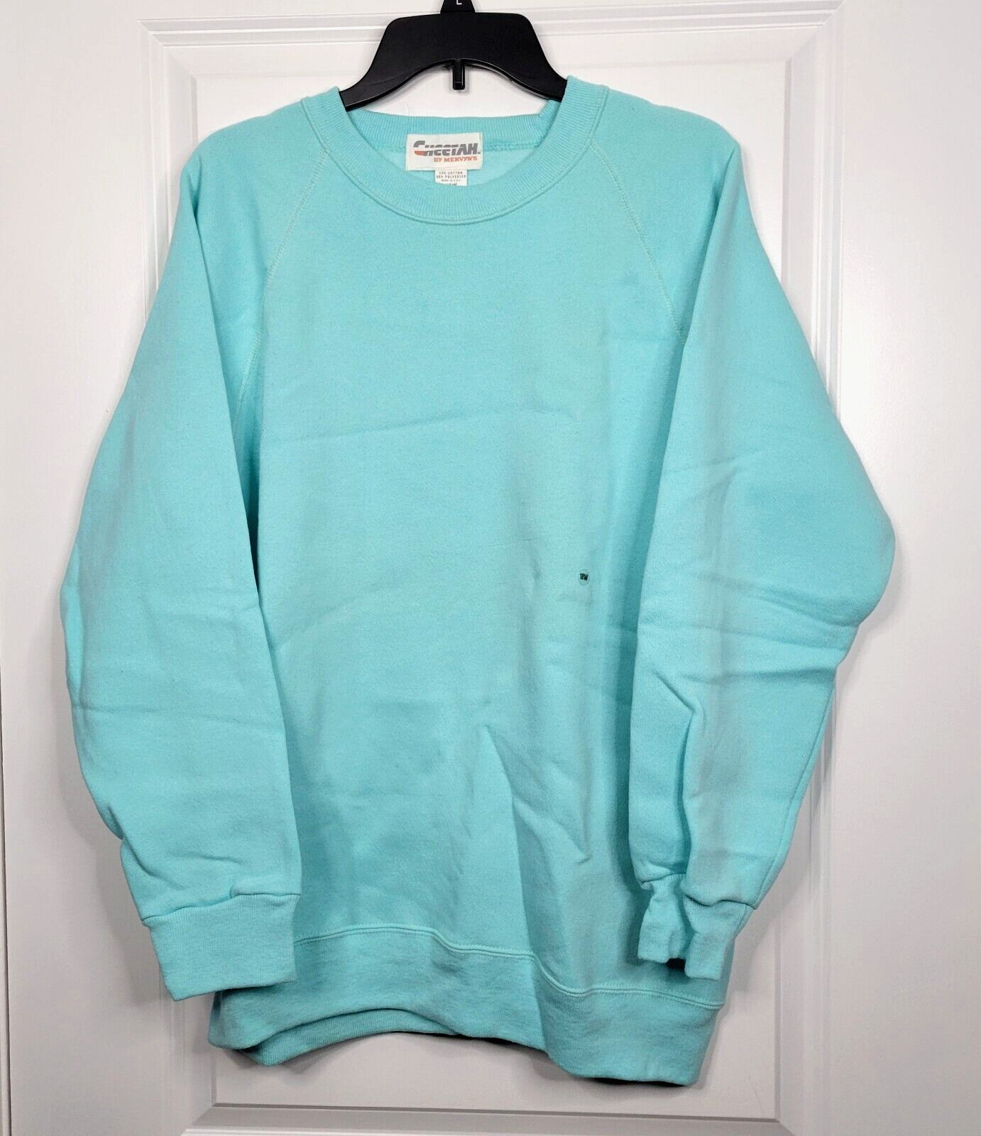 Vintage Crewneck Blank Sweatshirt Cheetah Women’s XL 18W Blue U.S.A Made New 90s